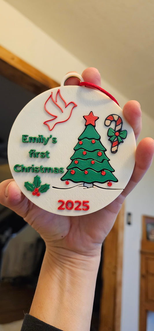 3D Print Personalized First Christmas Baby Child Gift Favor Ornament