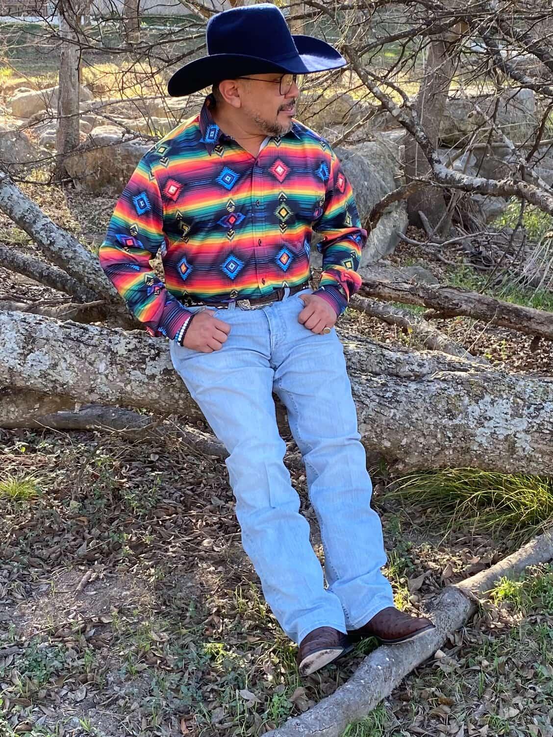 Colores De Mexico Southwestern Serape Button Up Shirt