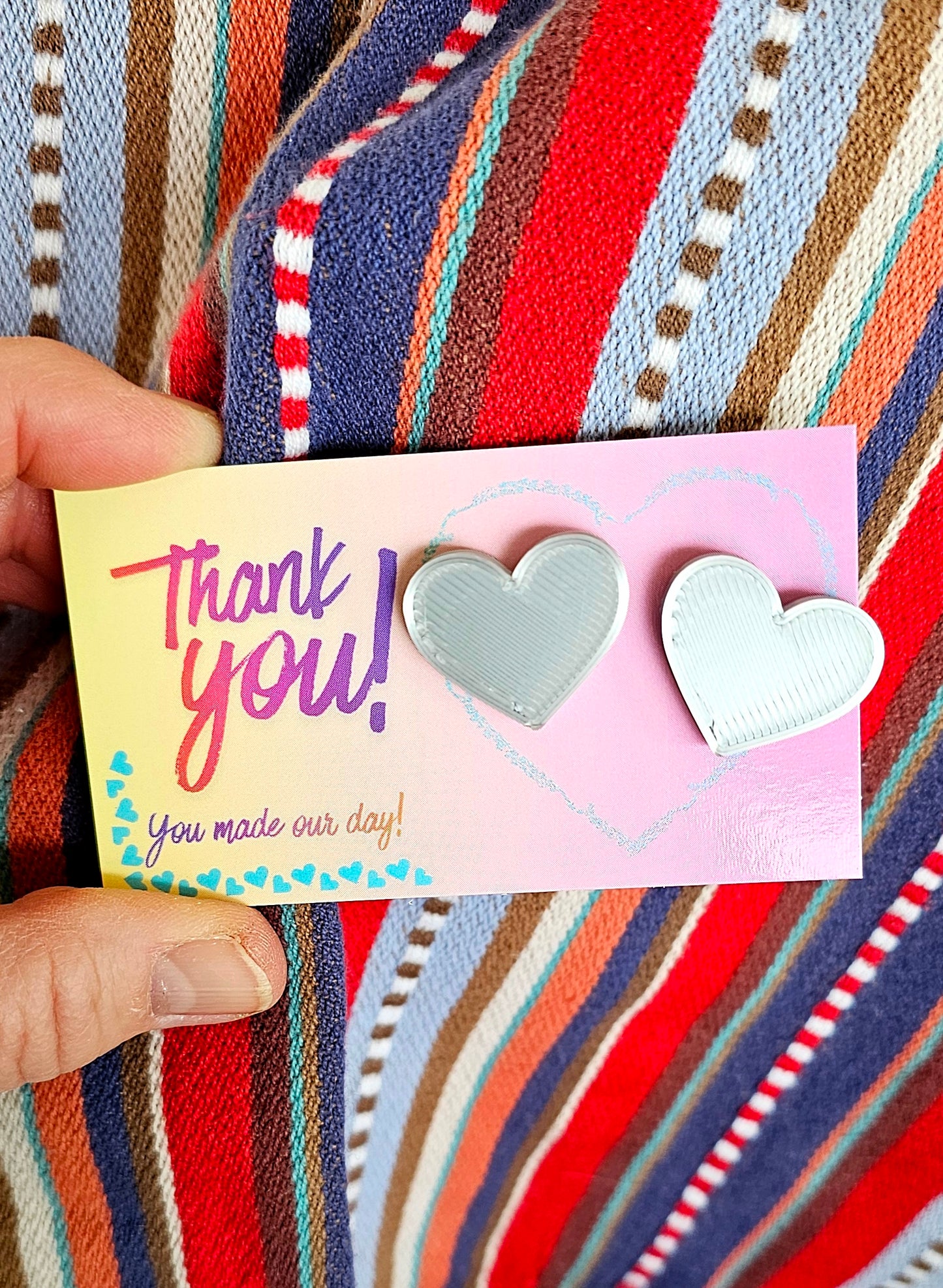 Bag of 20 -Boutique 3d Printed Package Inserts Heart Posts Earrings Made in America