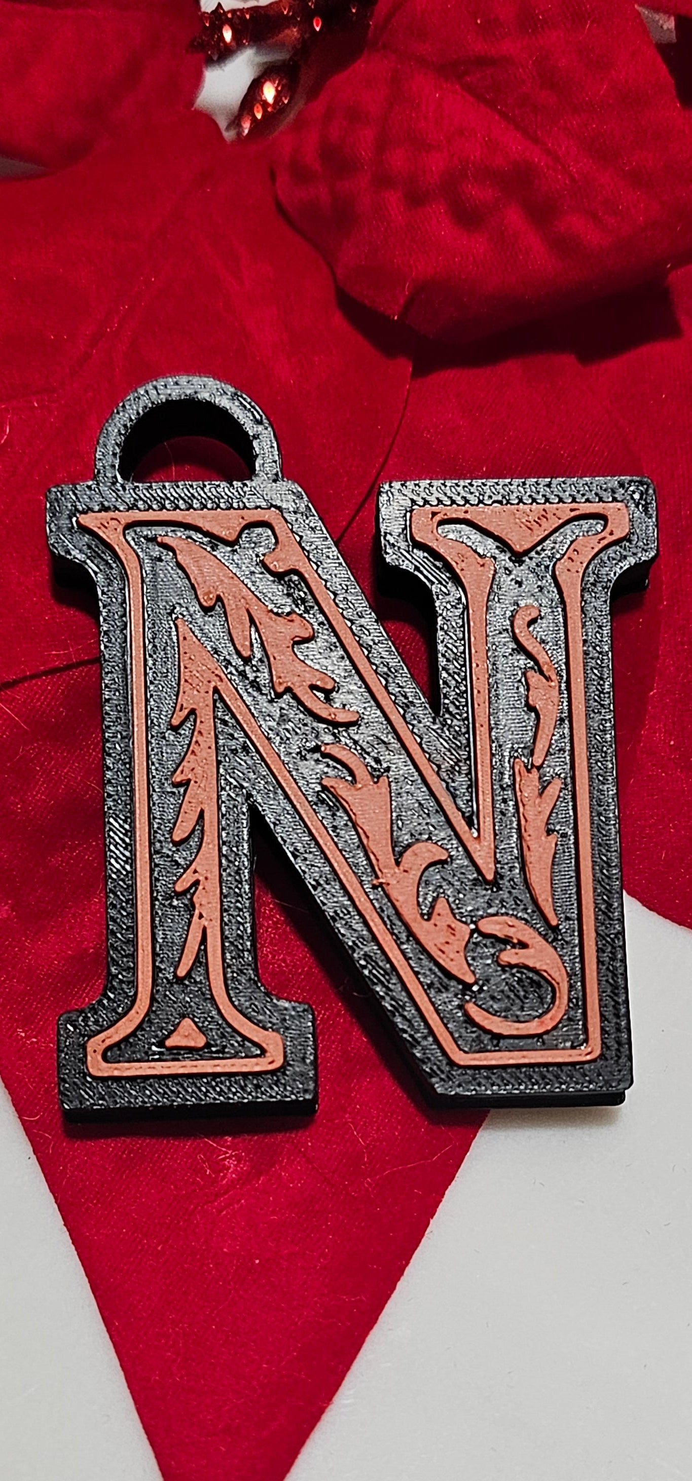 3D Print Tooled Leather Look Initial Ornament Choice of Colors