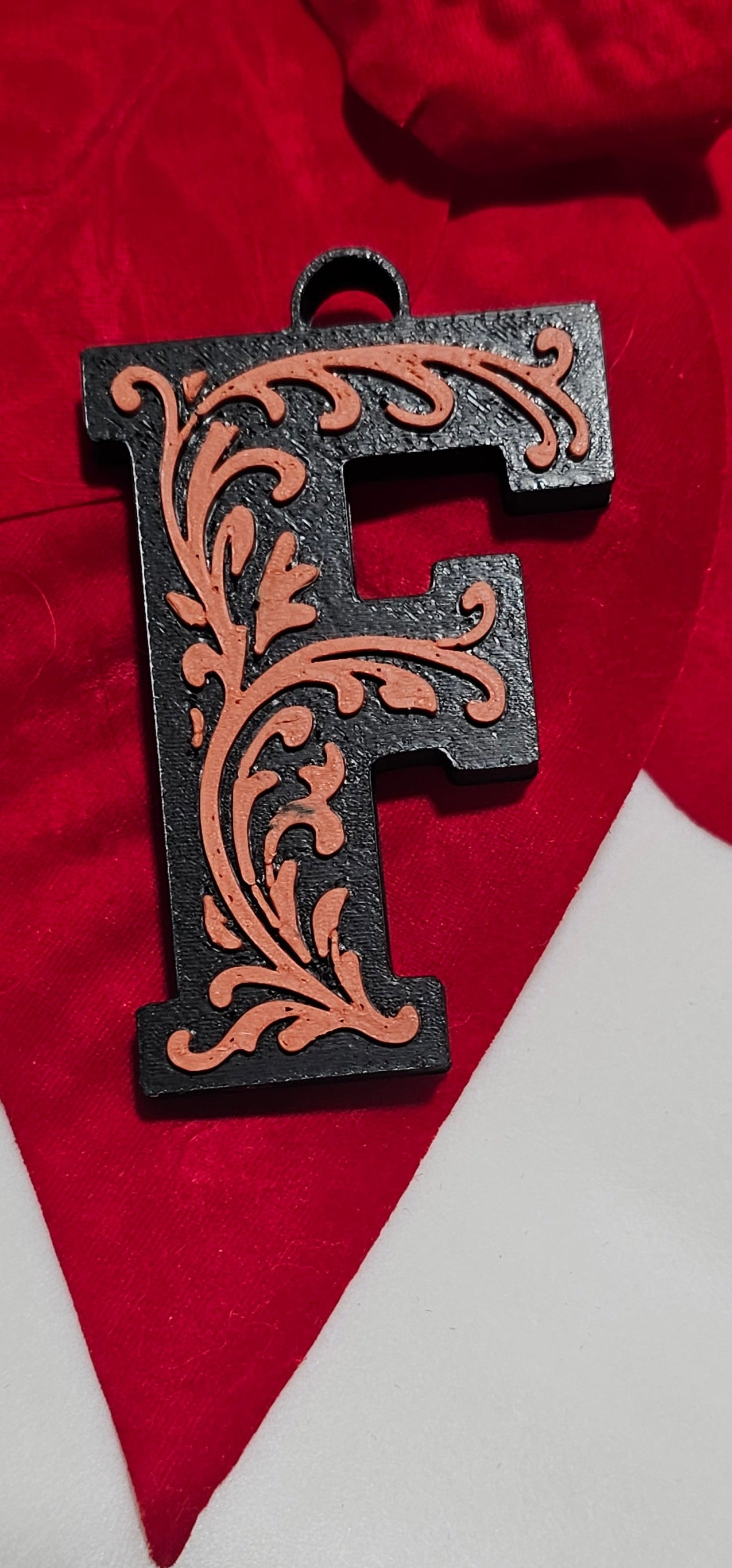 3D Print Tooled Leather Look Initial Ornament Choice of Colors