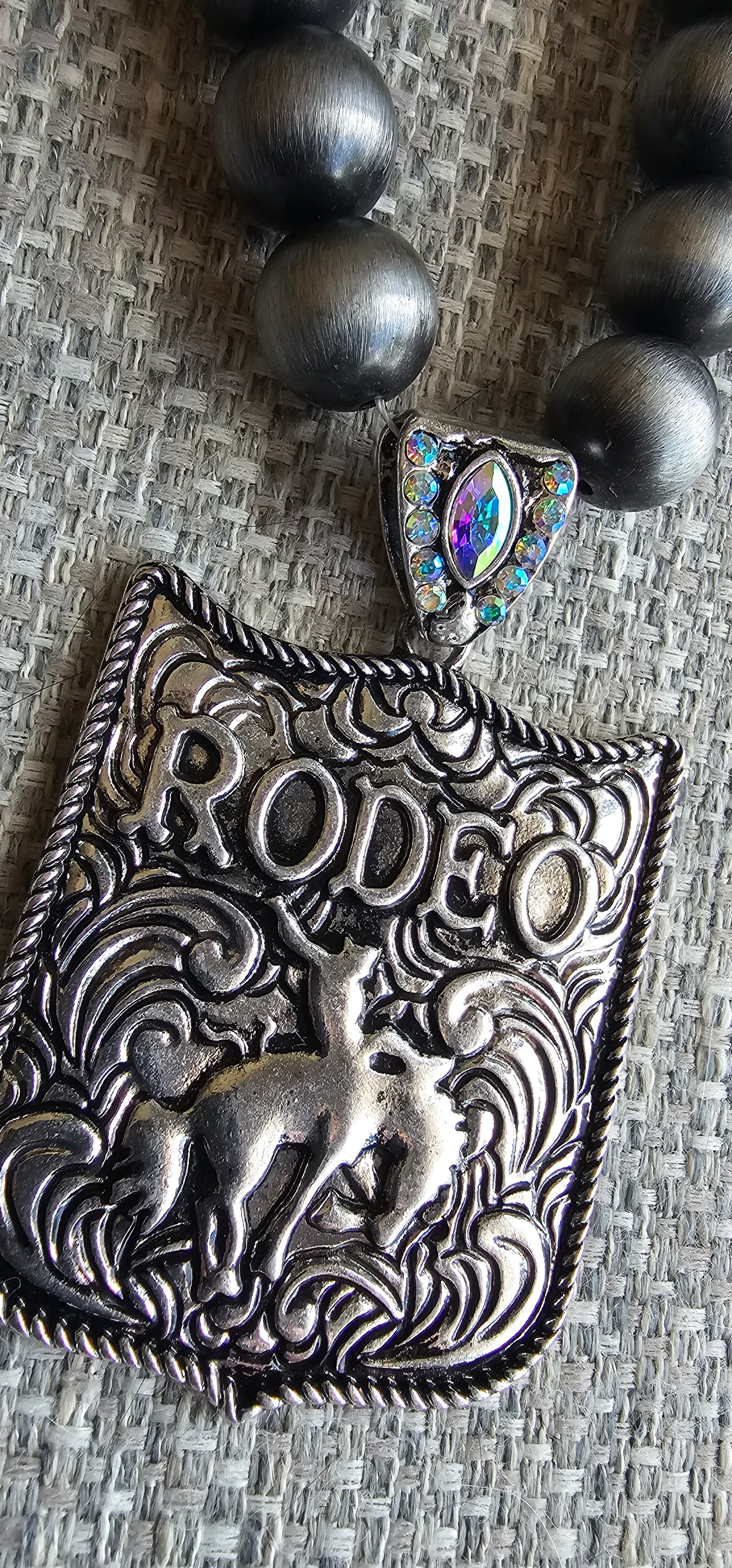 Baha Ranch Silvertone Rodeo Necklace