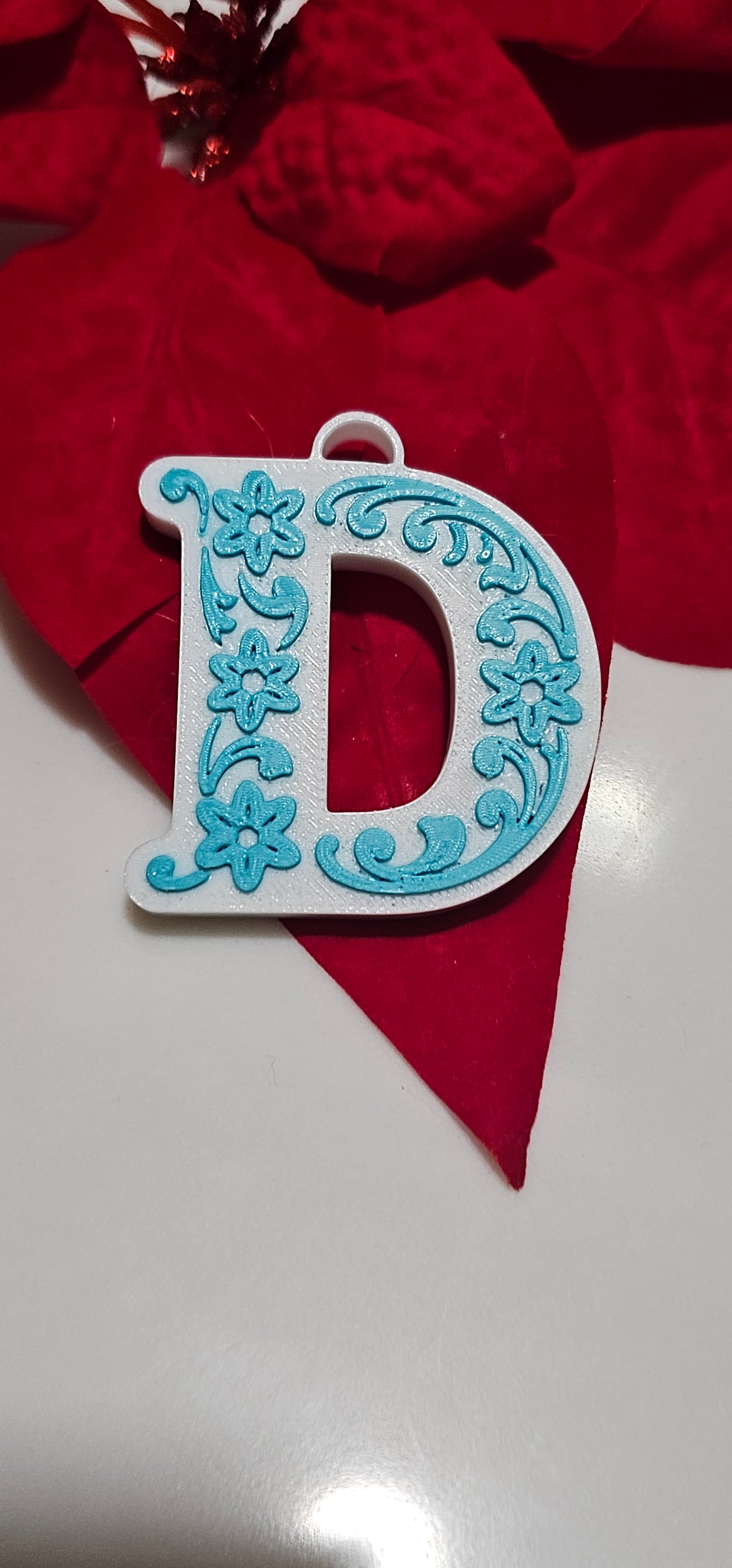3D Print Tooled Leather Look Initial Pendant on Leather Necklace Made in America