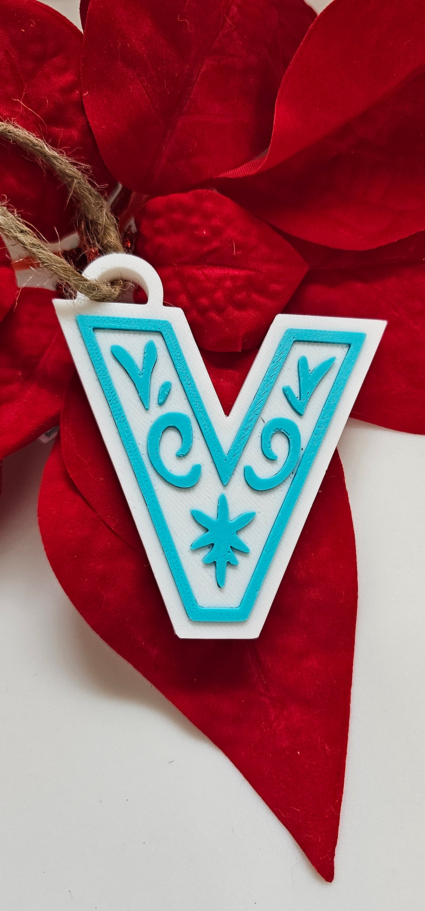 3D Print Tooled Leather Look Initial Ornament Choice of Colors