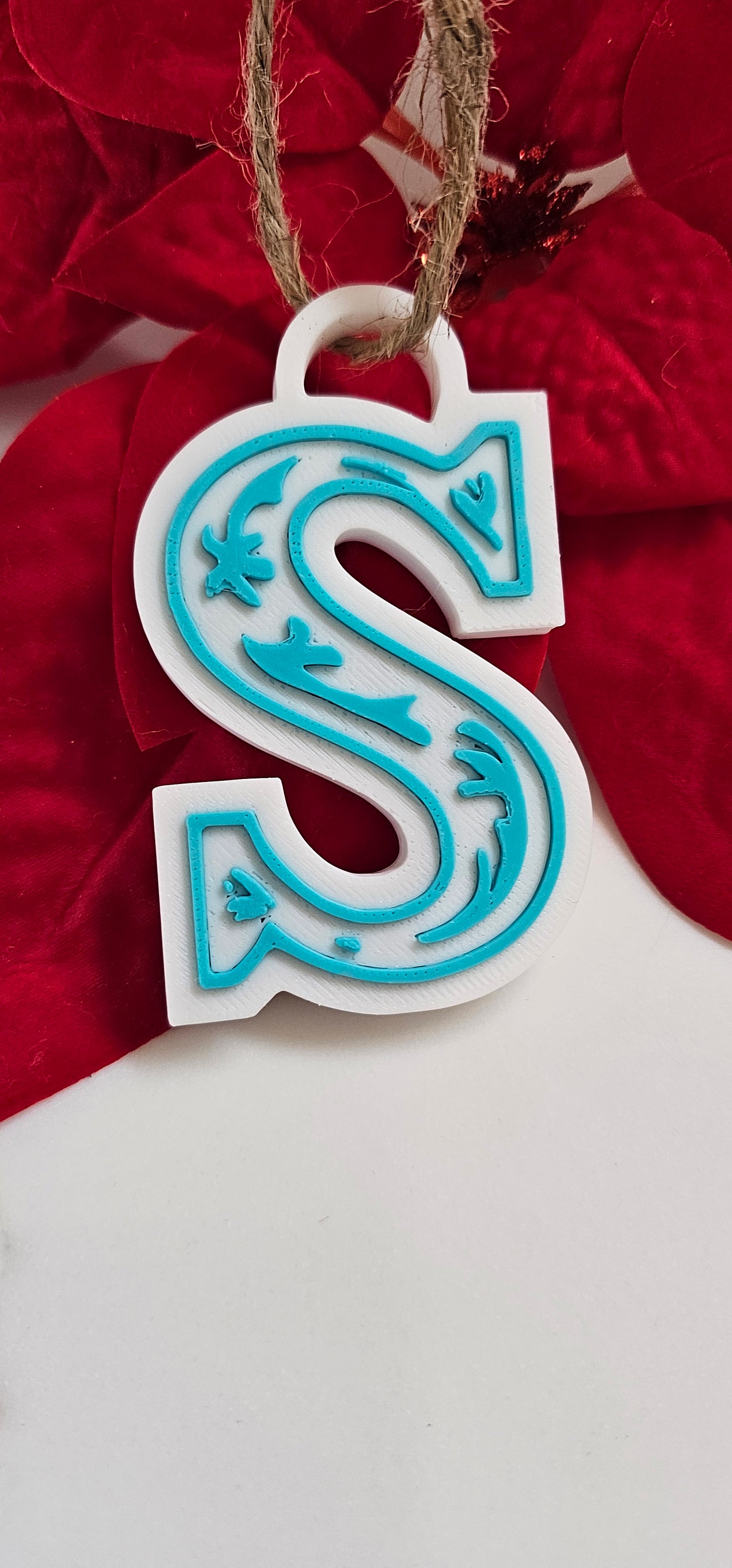 3D Print Tooled Leather Look Initial Ornament Choice of Colors