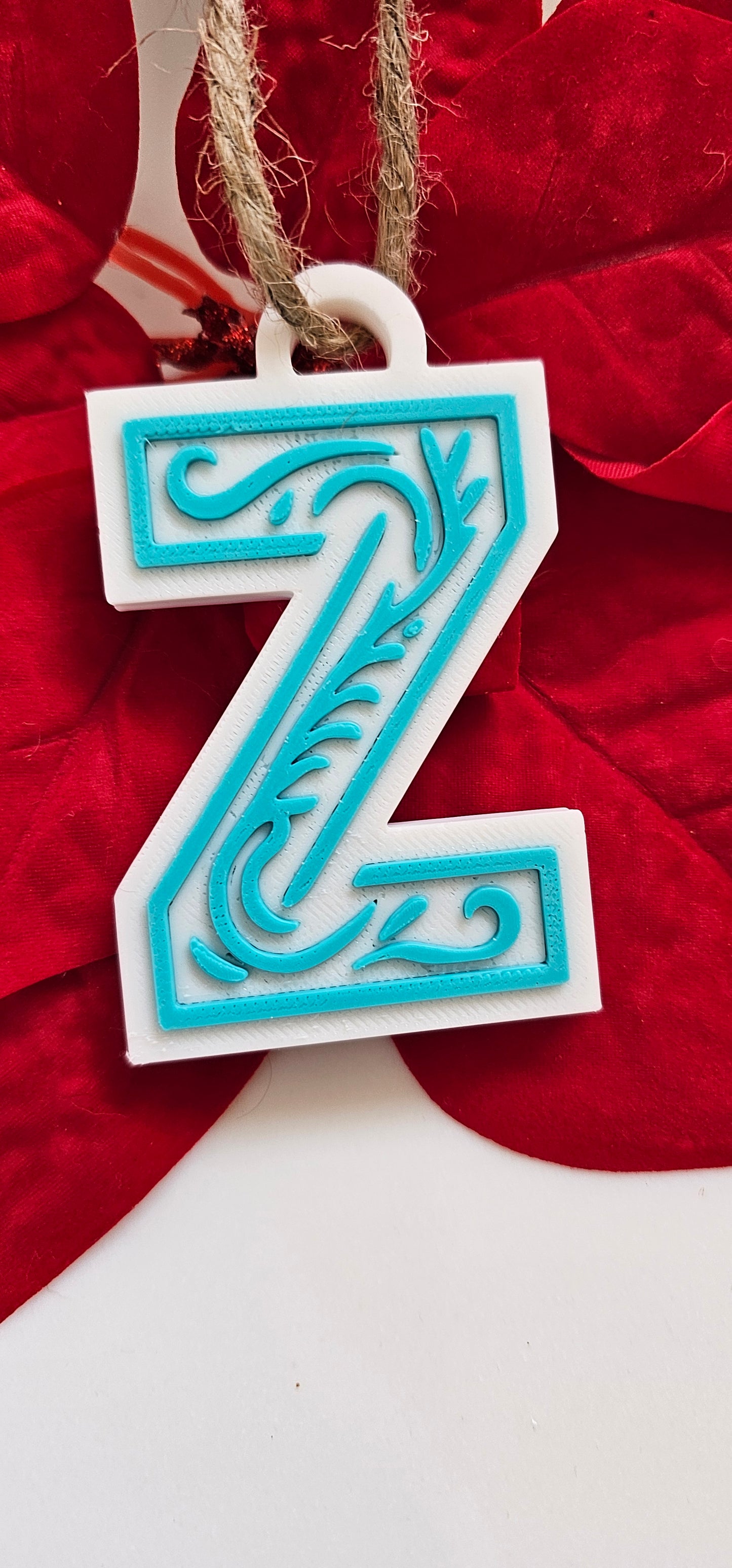 3D Print Tooled Leather Look Initial Ornament Choice of Colors