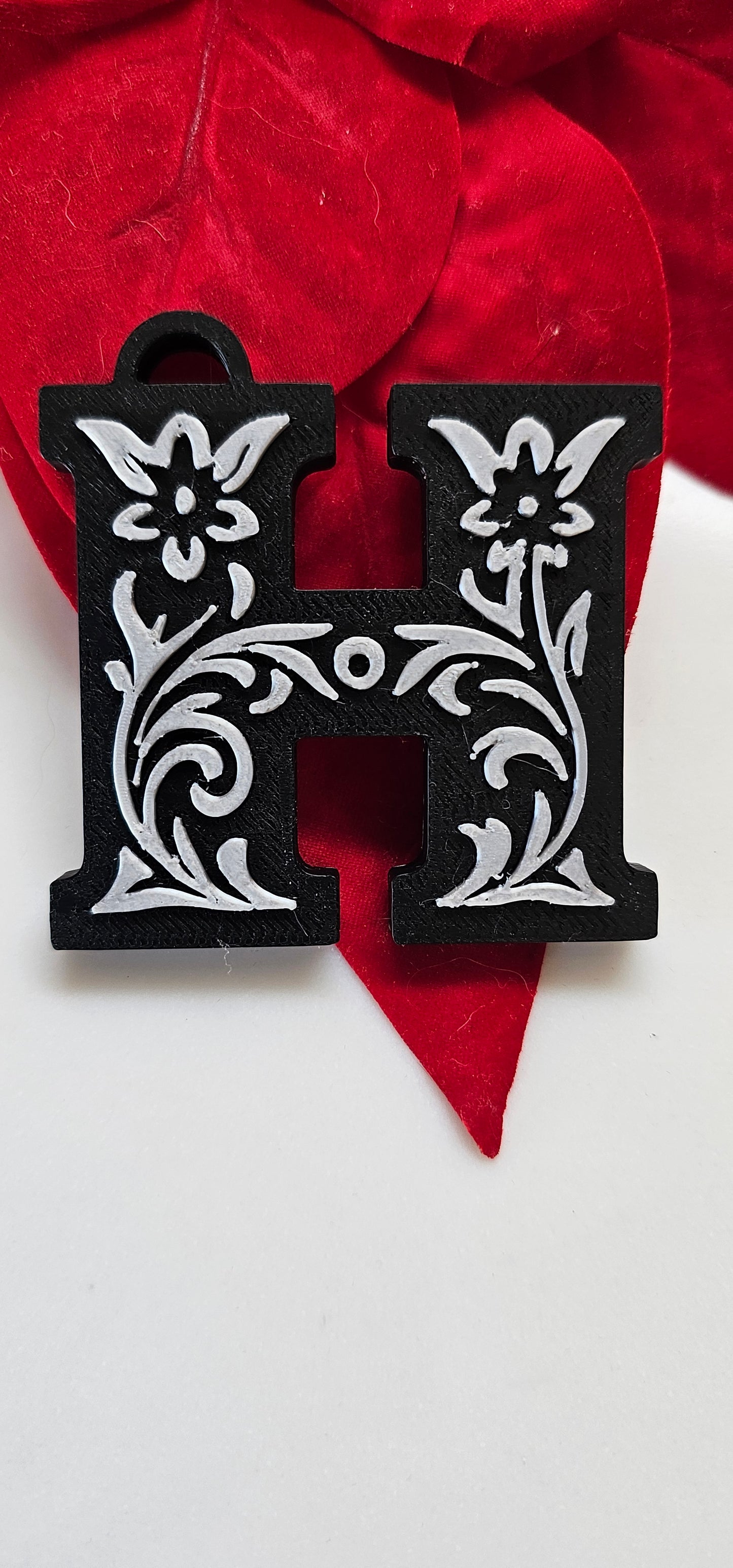 3D Print Tooled Leather Look Initial Pendant on Leather Necklace Made in America