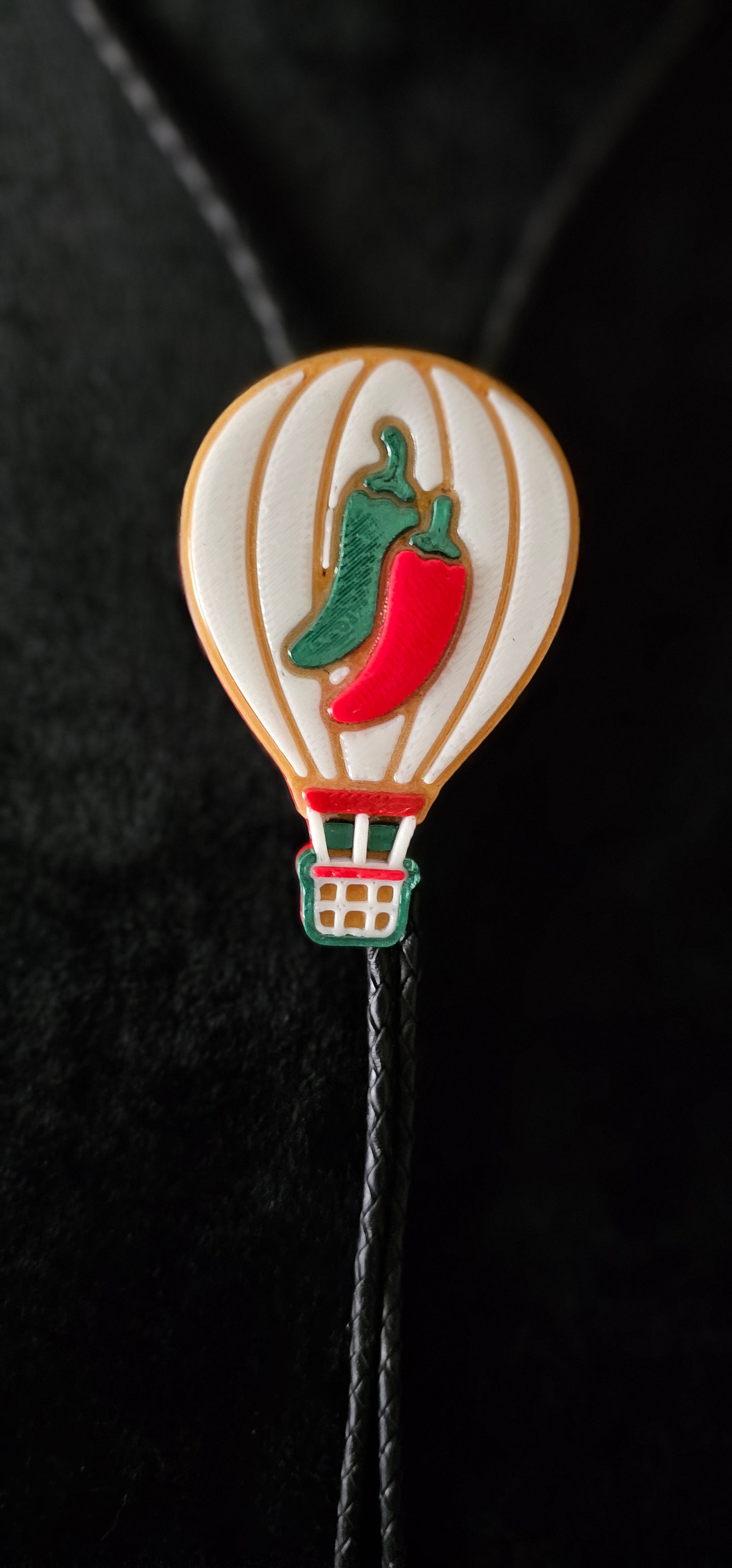 Albuquerque Balloon Fiesta 3D Hot Air Balloon Chili Peppers Bolo Tie Necklace
