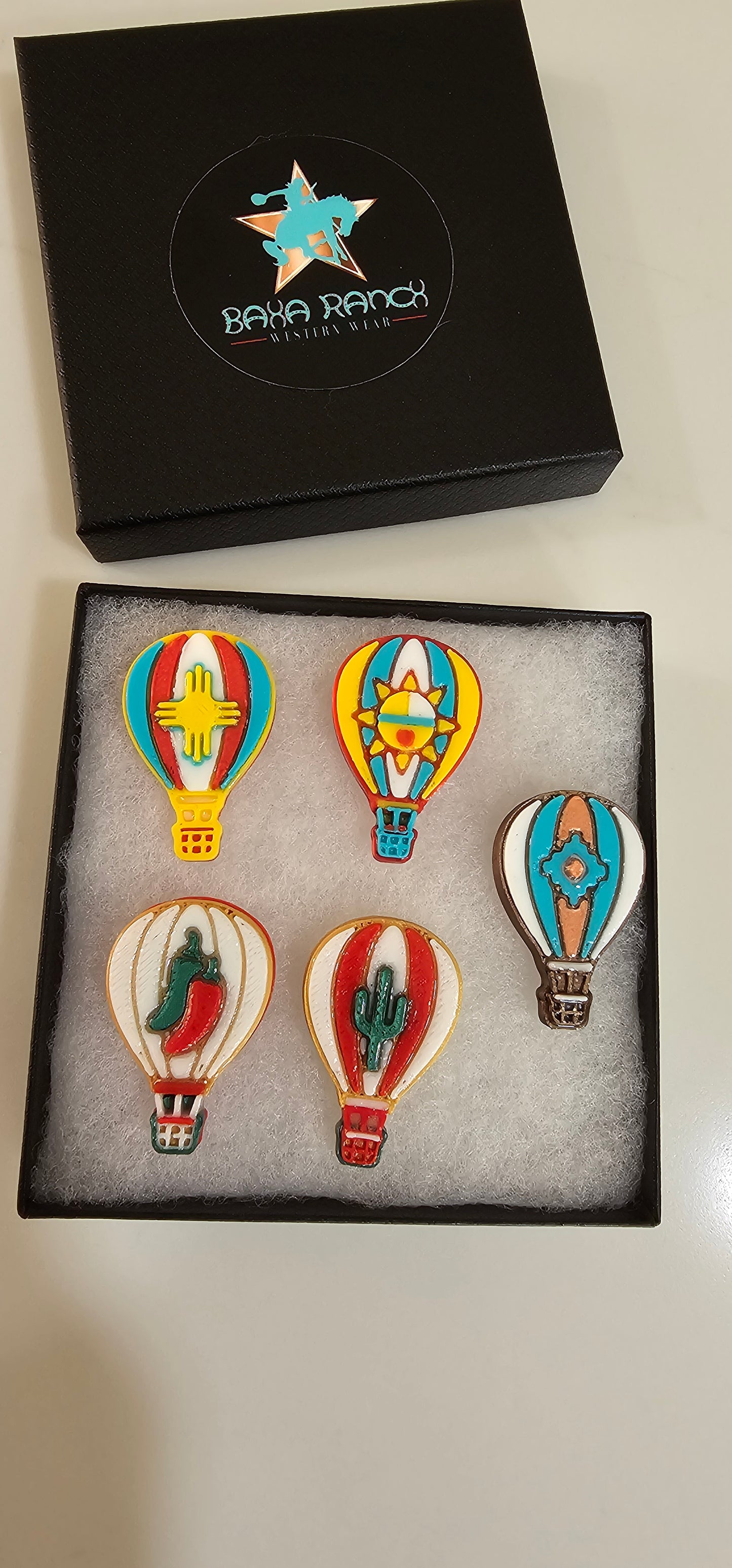 Set of 5 3D Printed Hot Air Balloon Fiesta Pins