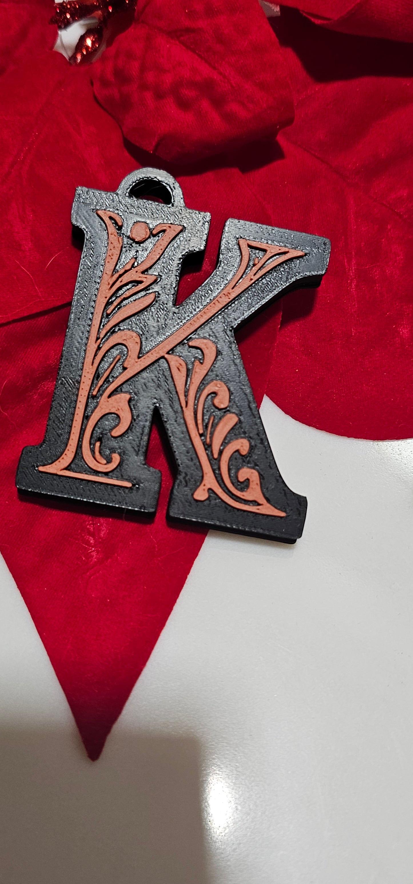3D Print Tooled Leather Look Initial Pendant on Leather Necklace Made in America