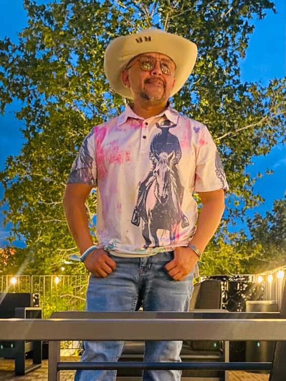 Baha Ranch Retro Pop Western Trail Ride Polo Shirt