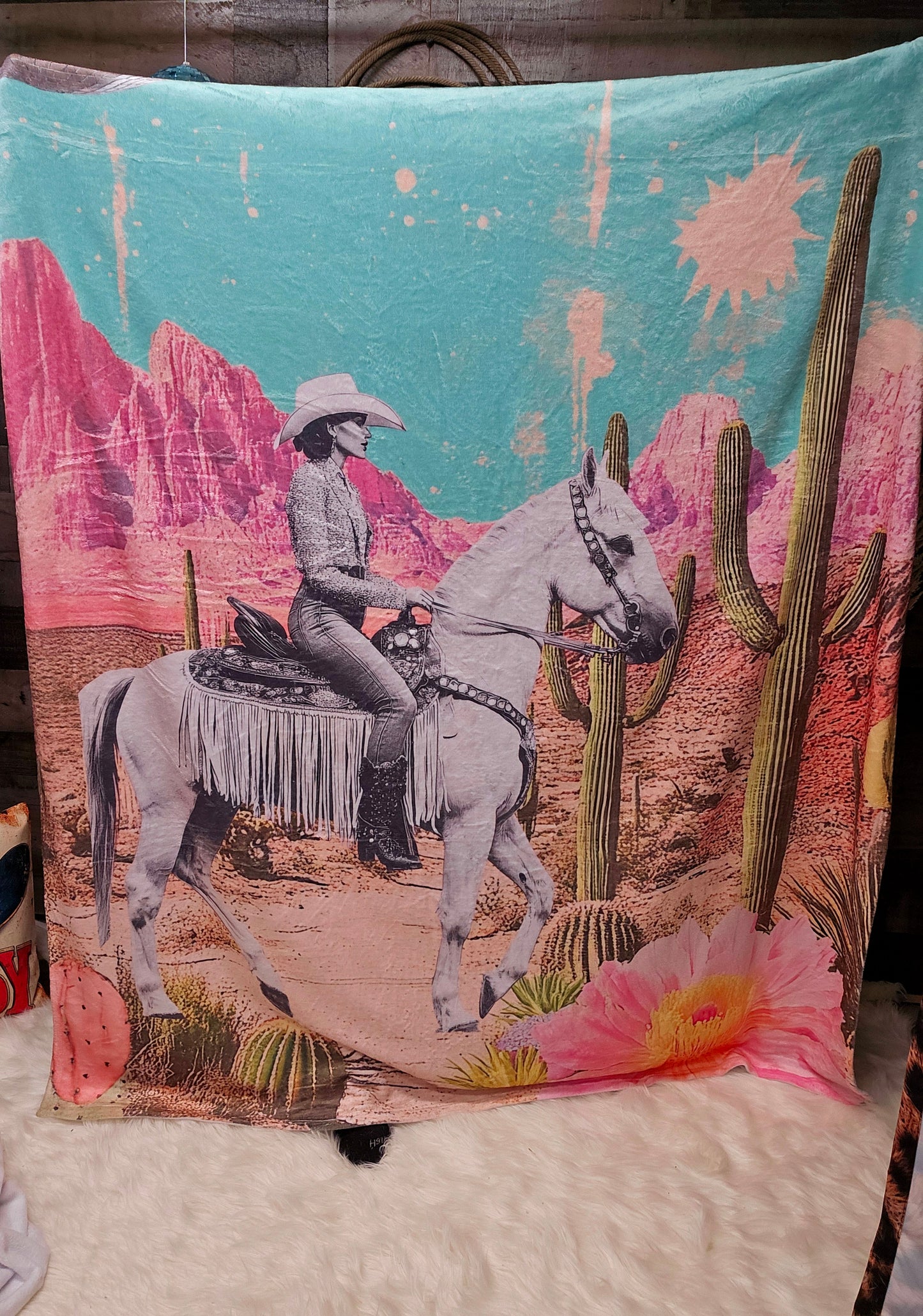 Desert Cowgirl Throw Blanket 60" x 80" Made in USA