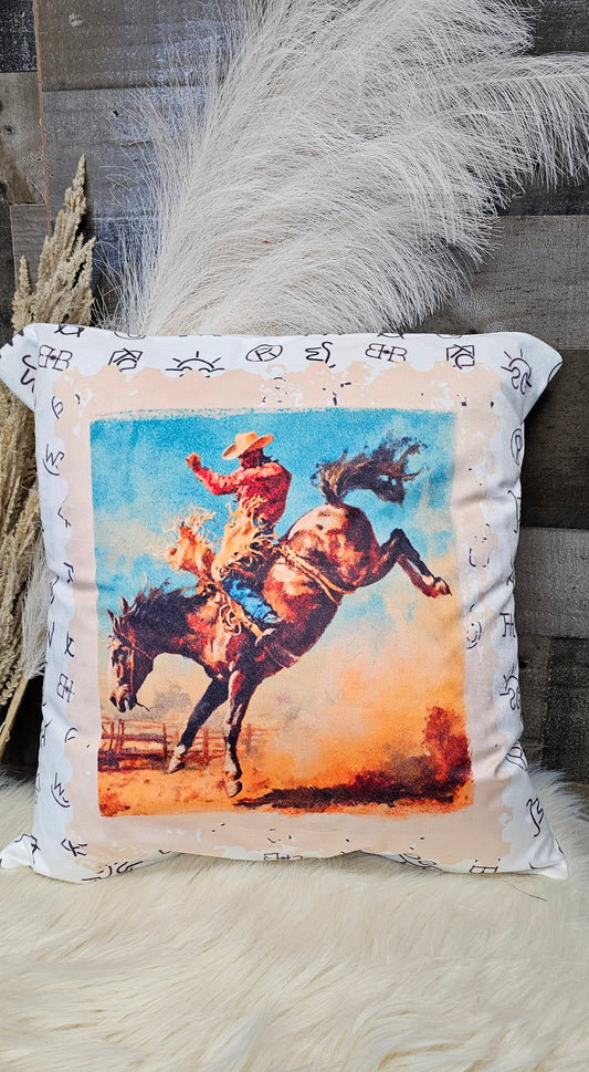 Baha Ranch Stamped Rodeo 2 Velvety Soft Pillow Case Made in America