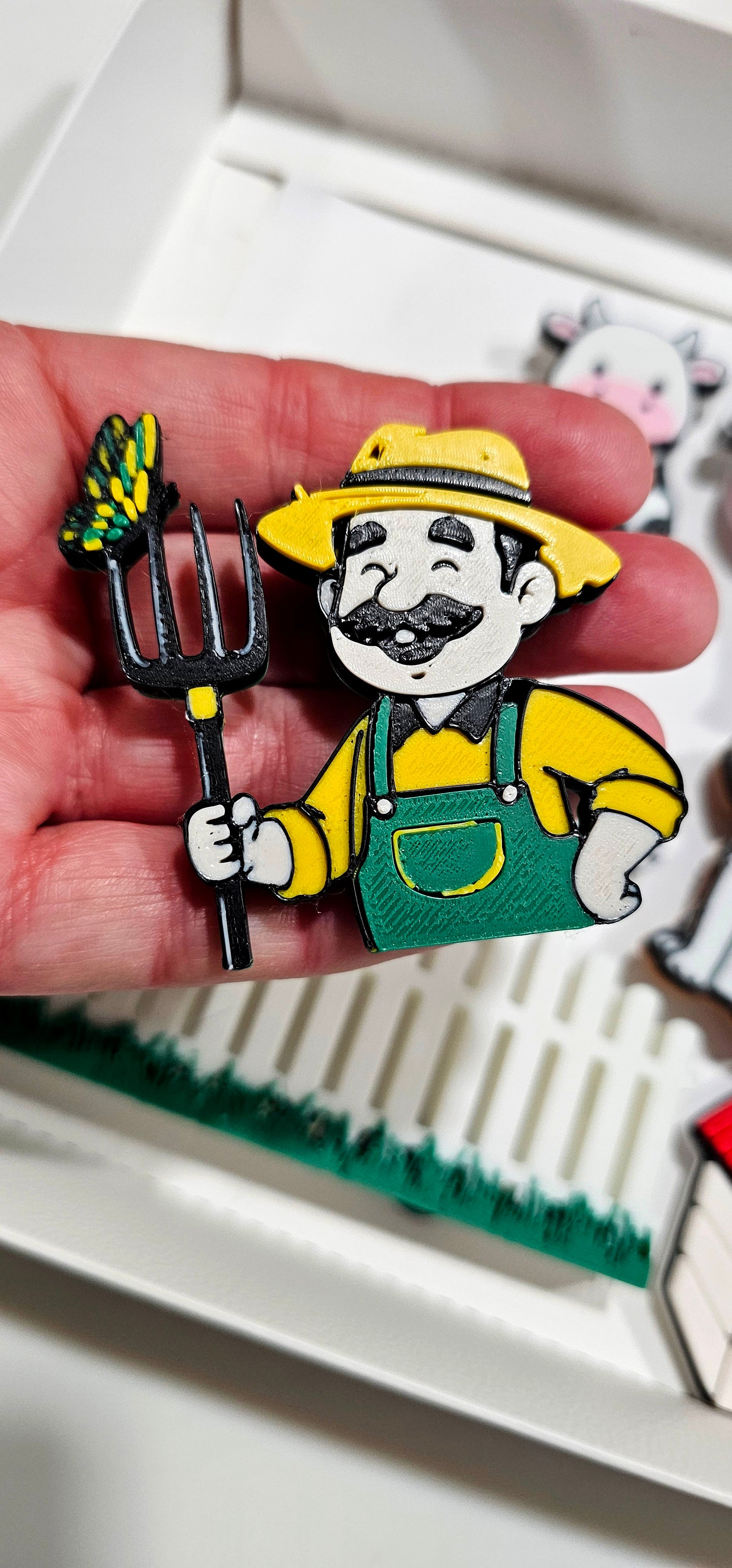 3D Hobby Farmer Cow Farm Animal Magnet Gift Set Made in America