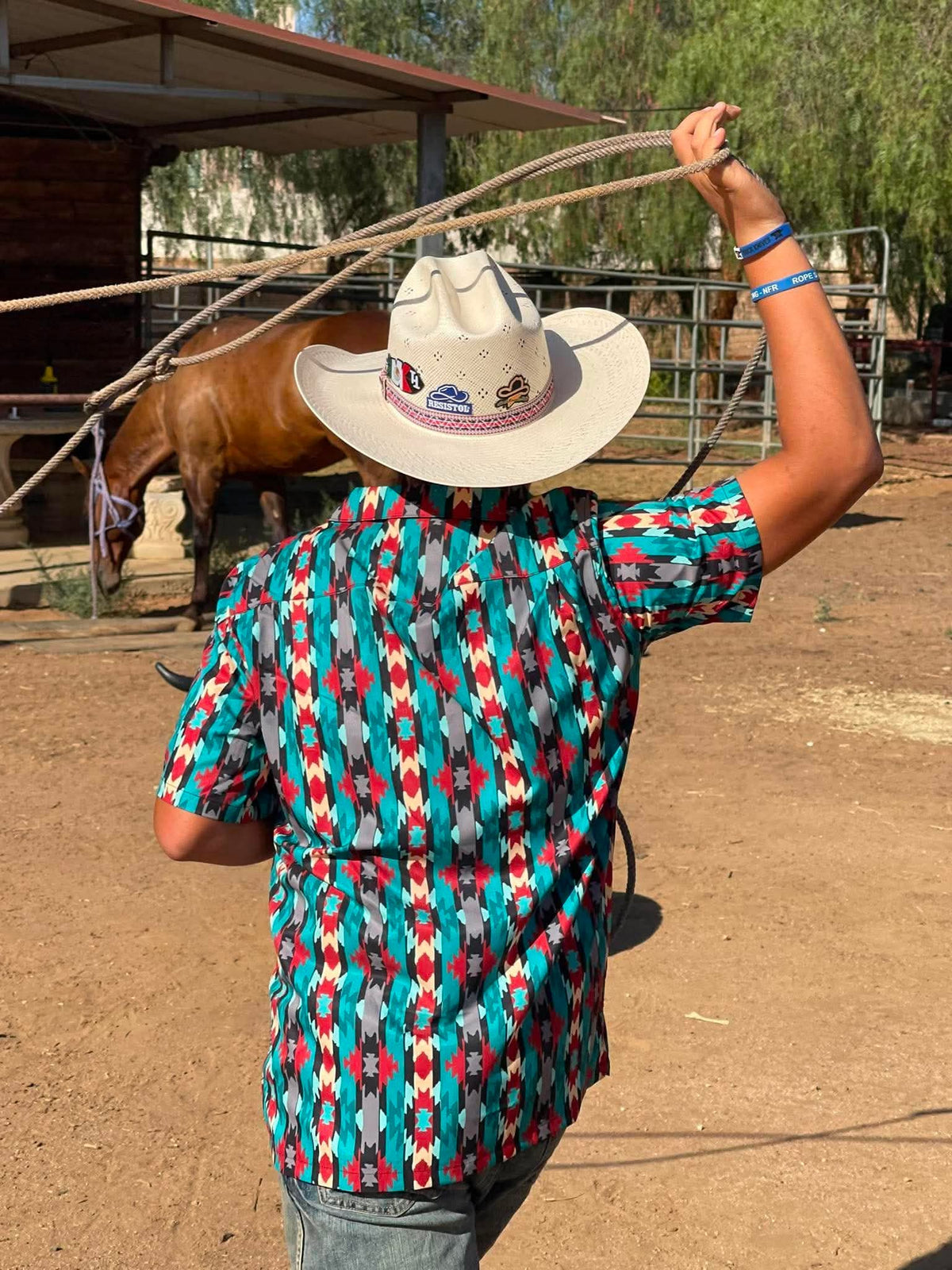 Baha Ranch Jade Aztec Men's Western Camp Shirt