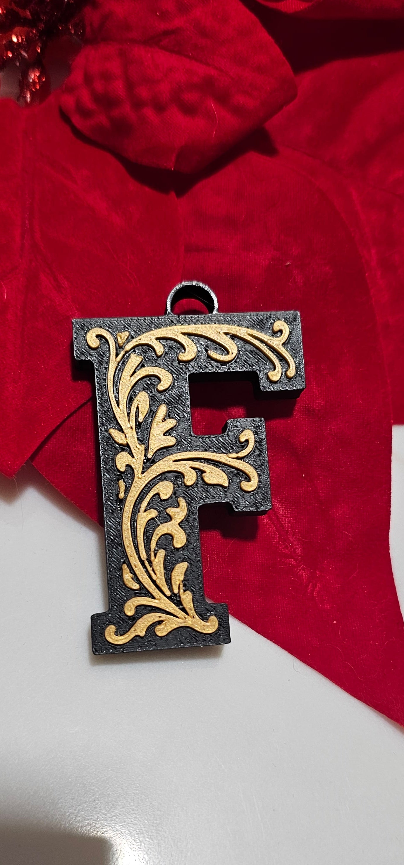 3D Print Tooled Leather Look Initial Ornament Choice of Colors