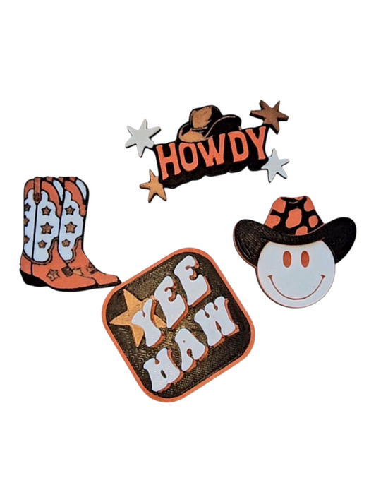 Set of 4 3D Print Western Cowboy Yeehaw Howdy Hat Pins Made in America