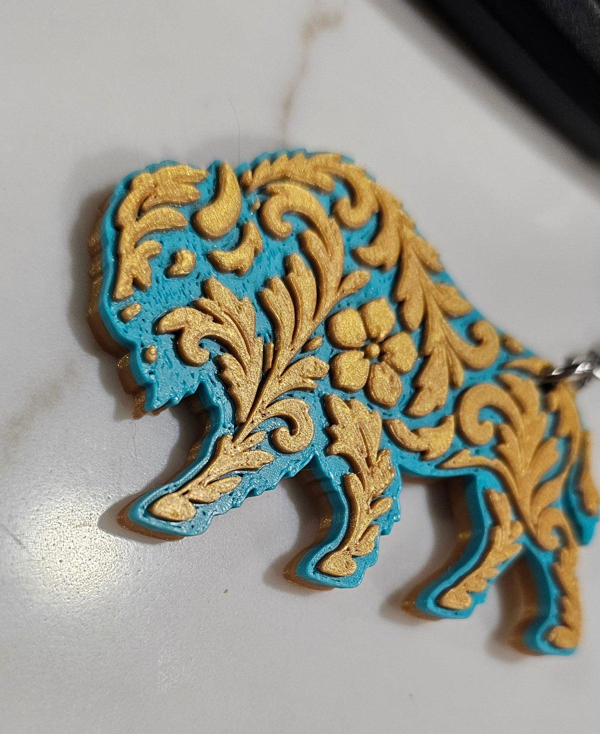 3D Print Tooled Buffalo Bison Keychain Made in America