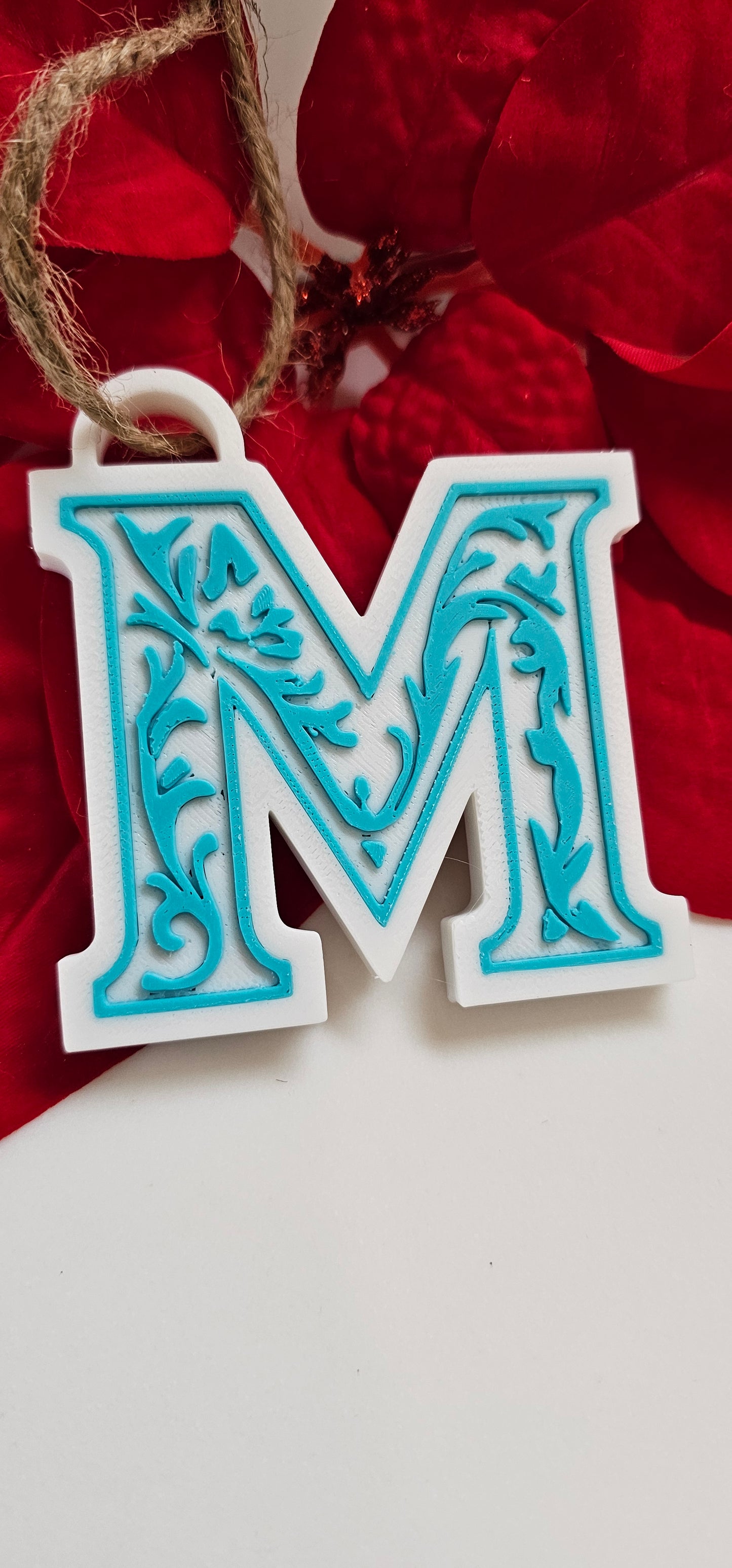 3D Print Tooled Leather Look Initial Ornament Choice of Colors
