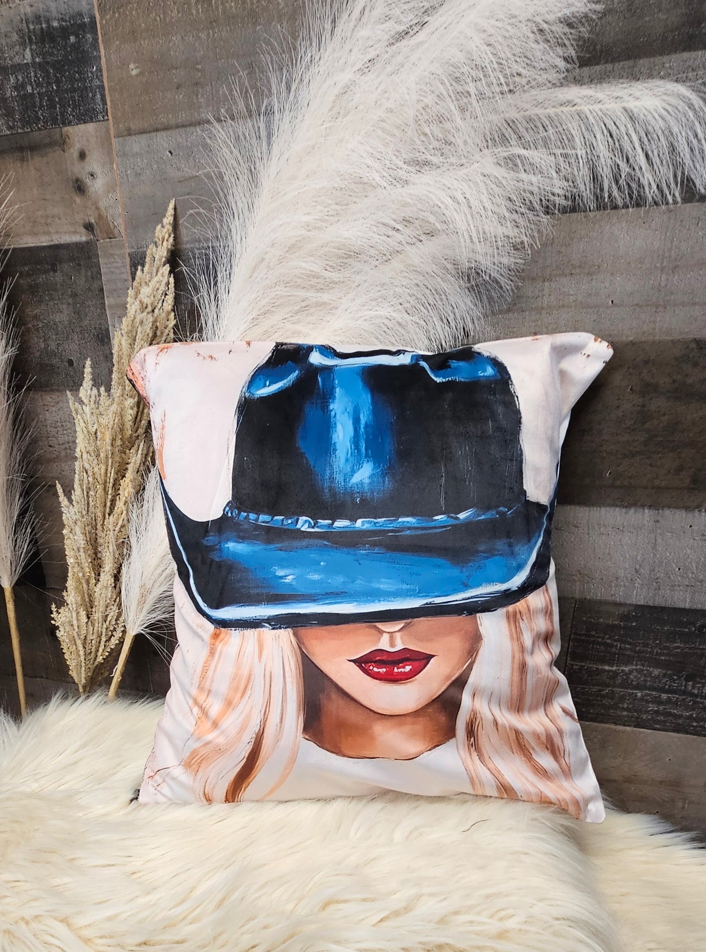 Baha Ranch Cowgirl Blonde Velvety Soft Throw Pillow Case Made in America