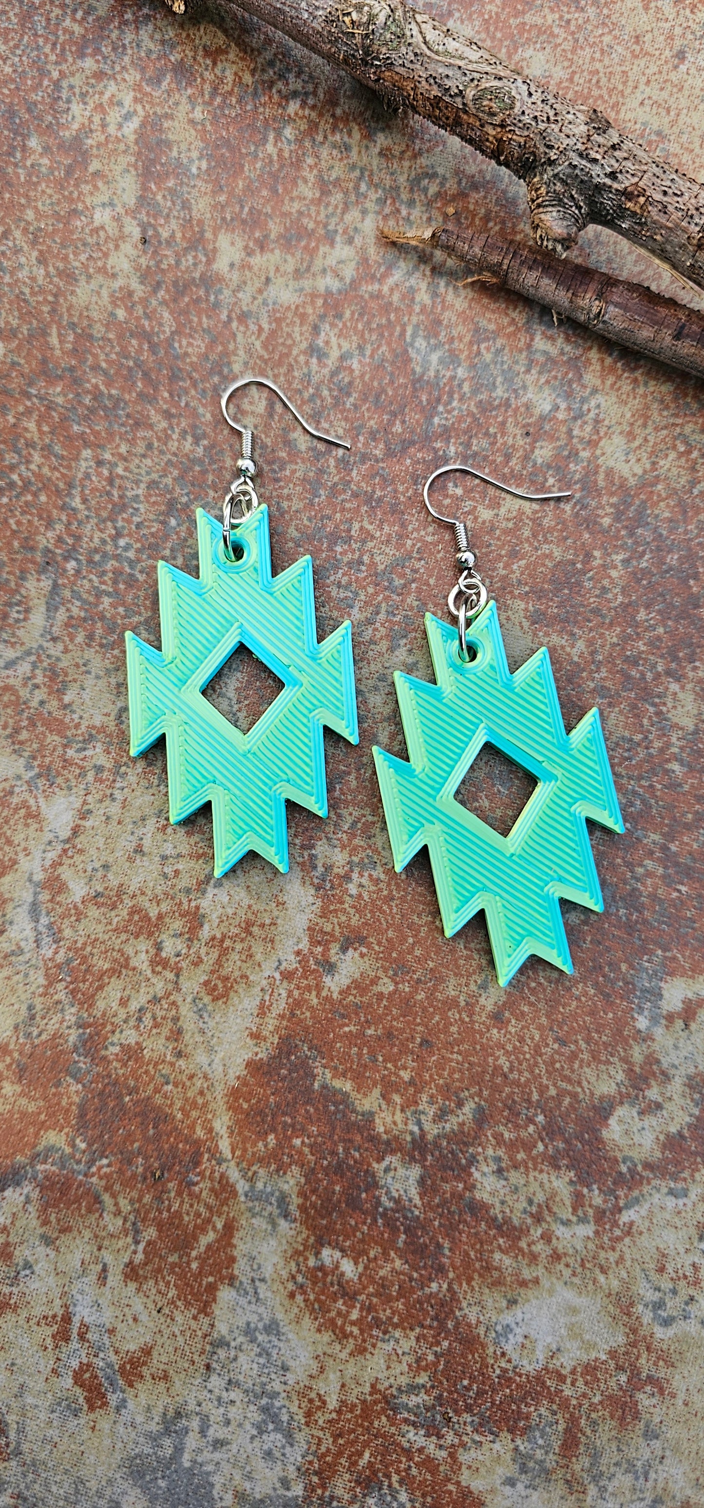 3D Print Southwestern Aztec Boho Earrings Choice of Colors Made in America