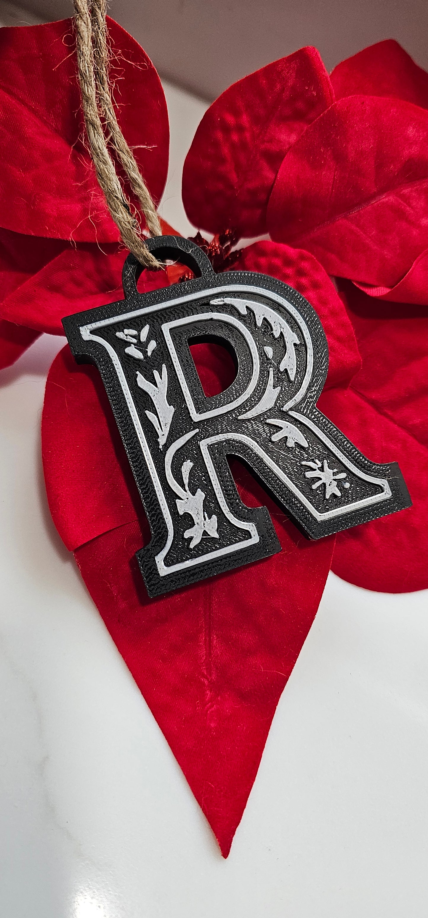 3D Print Tooled Leather Look Initial Ornament Choice of Colors