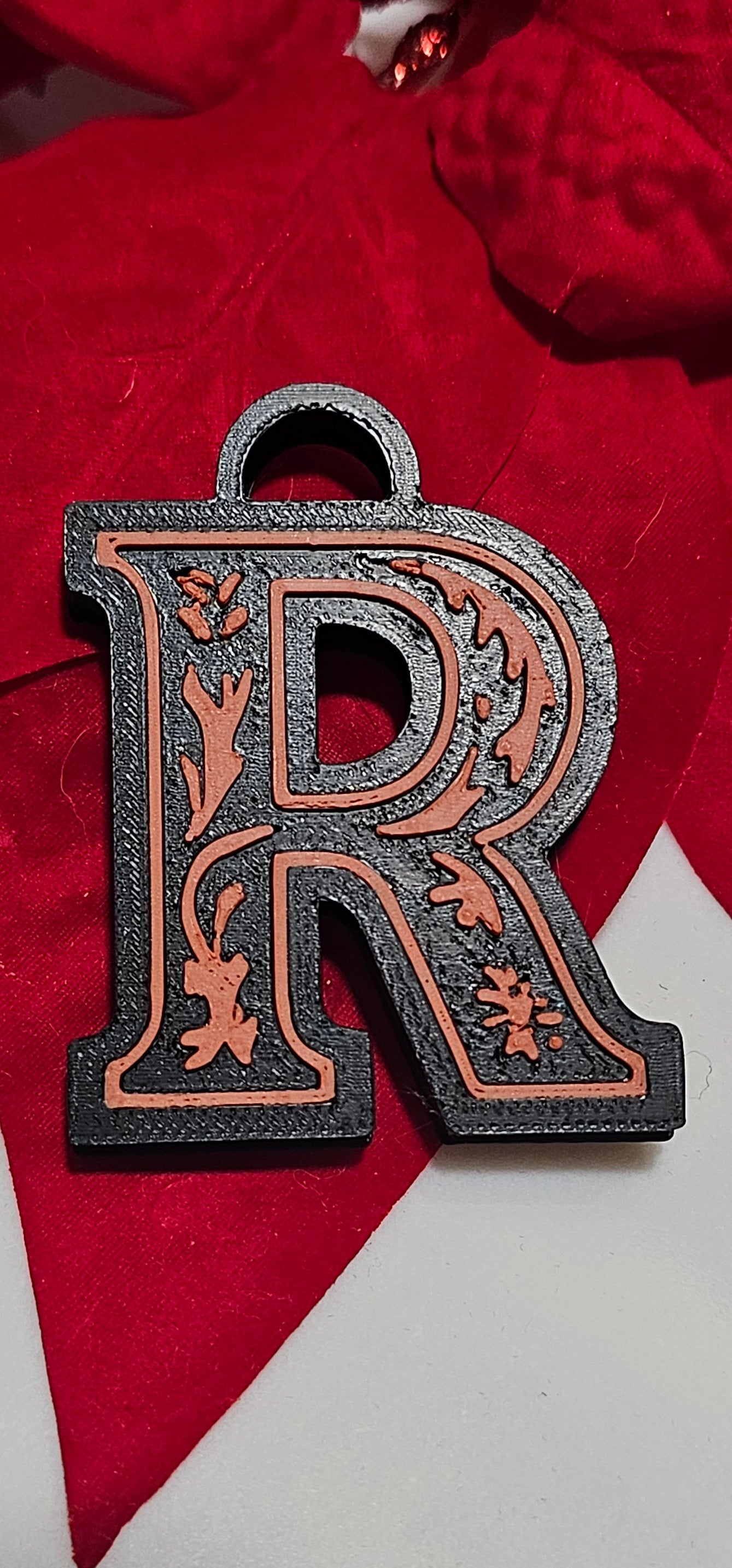 3D Print Tooled Leather Look Initial Keychain Made in America