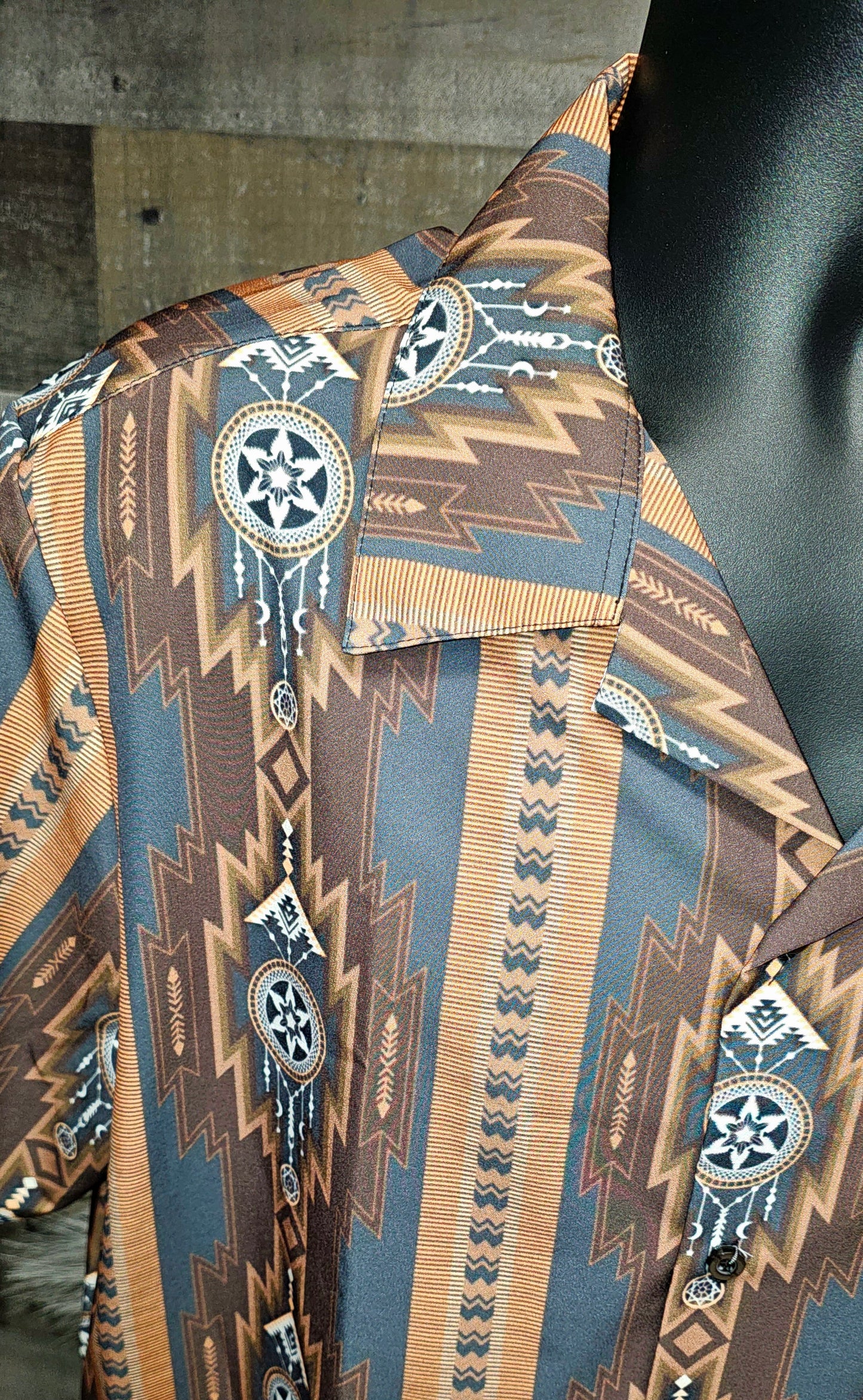 Baha Ranch Mocha Aztec Hawaiian Shirt Made in America