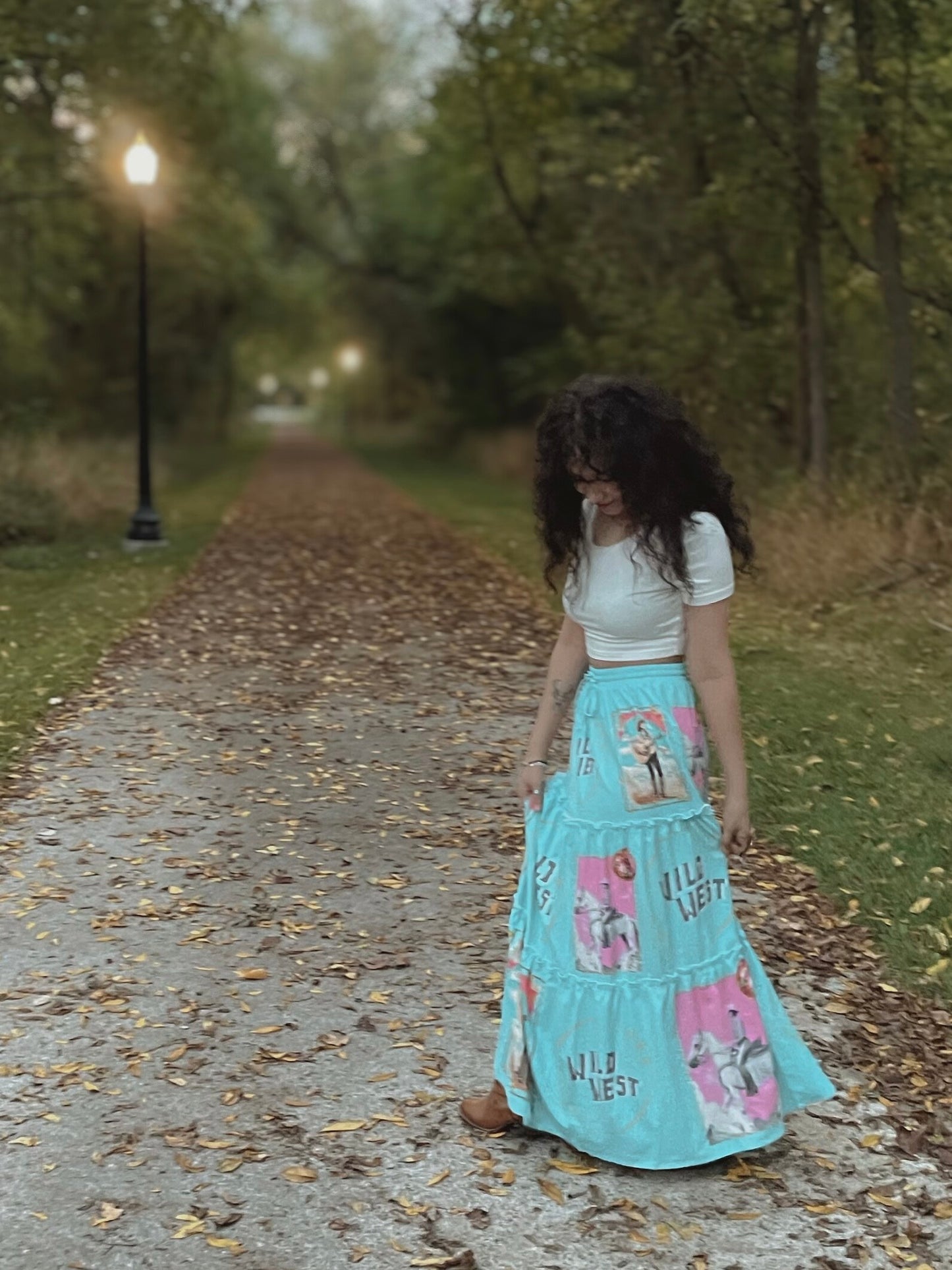 Baha Ranch Retro Pop Western Prairie Maxi Skirt