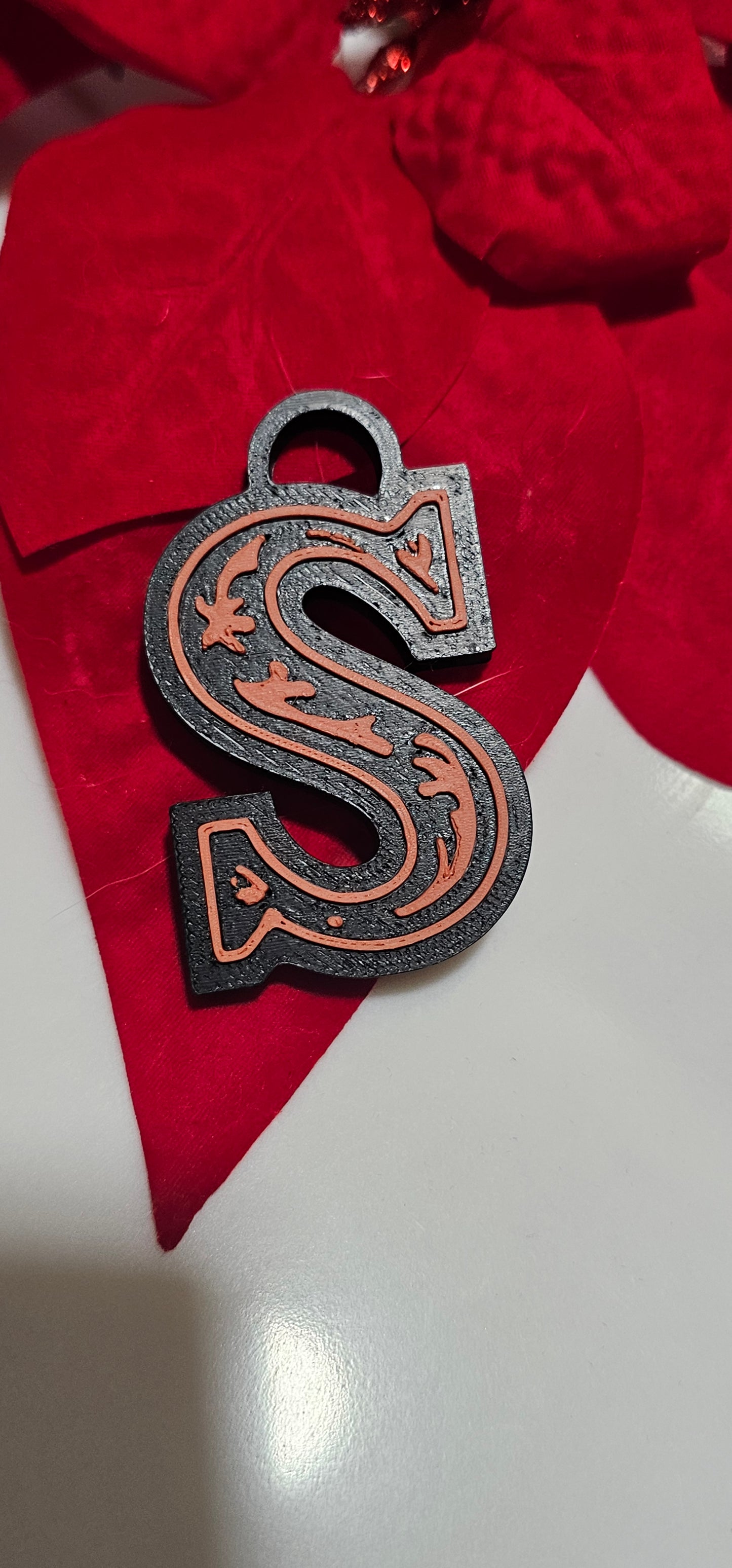 3D Print Tooled Leather Look Initial Pendant on Leather Necklace Made in America