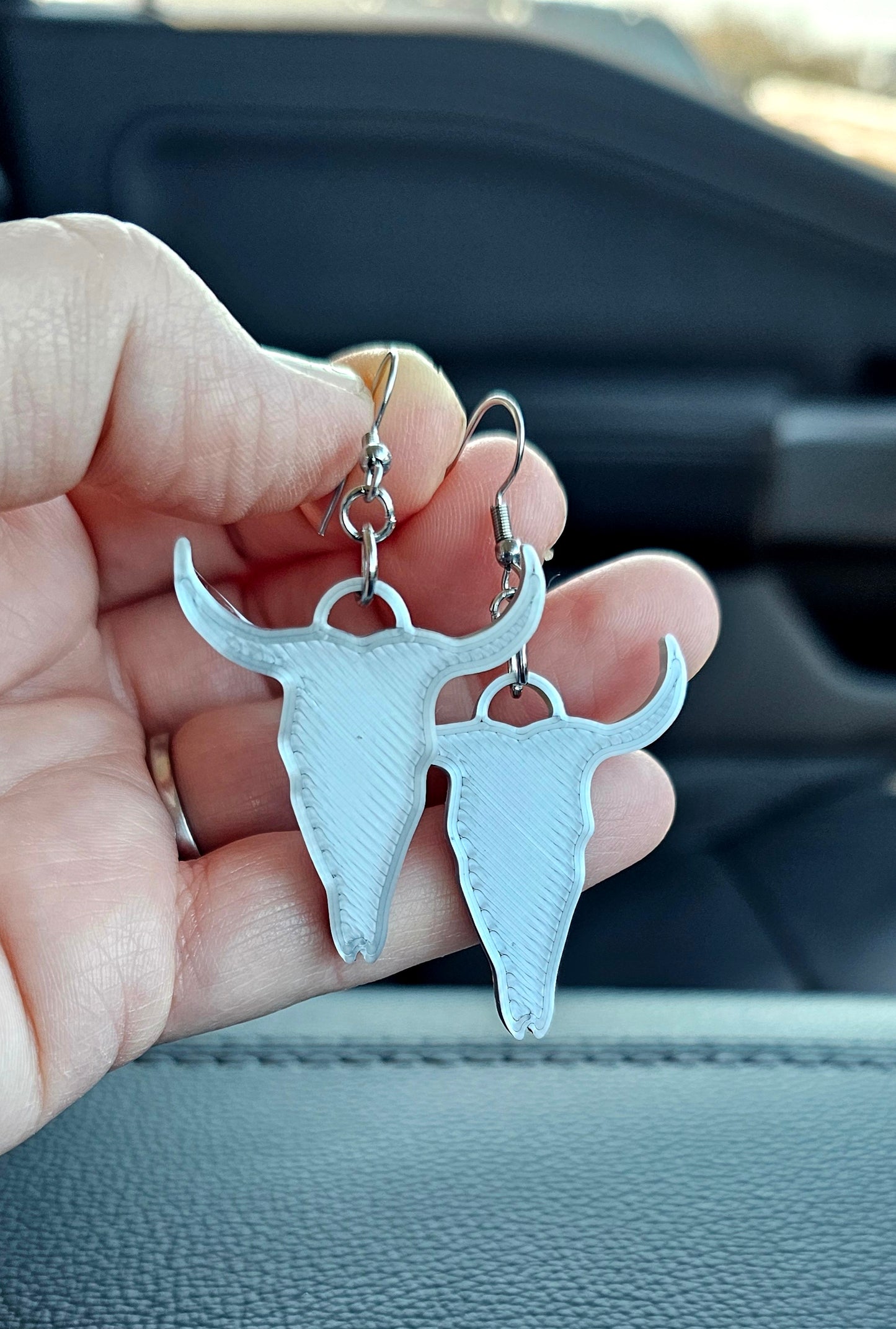 Baha Ranch 3D Print Silver Silk western Earrings Choice of styles Made in America