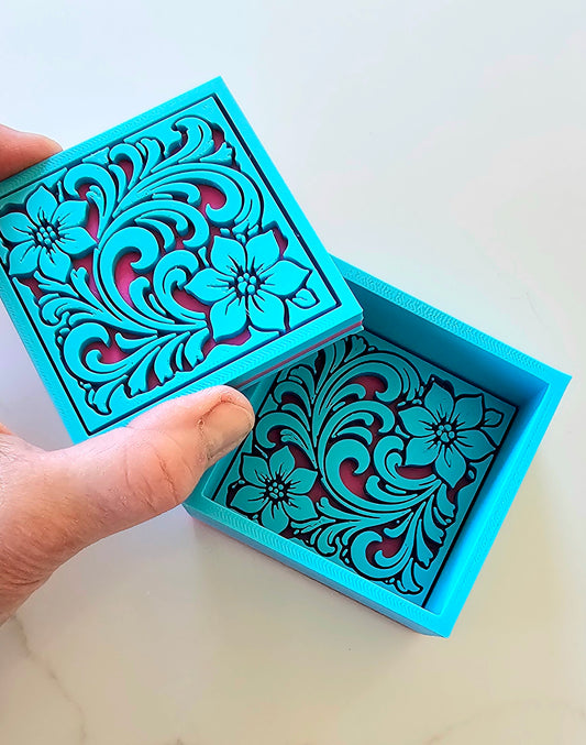 Baha Ranch 3D Tooled Gift Box - choice of colors and sizes