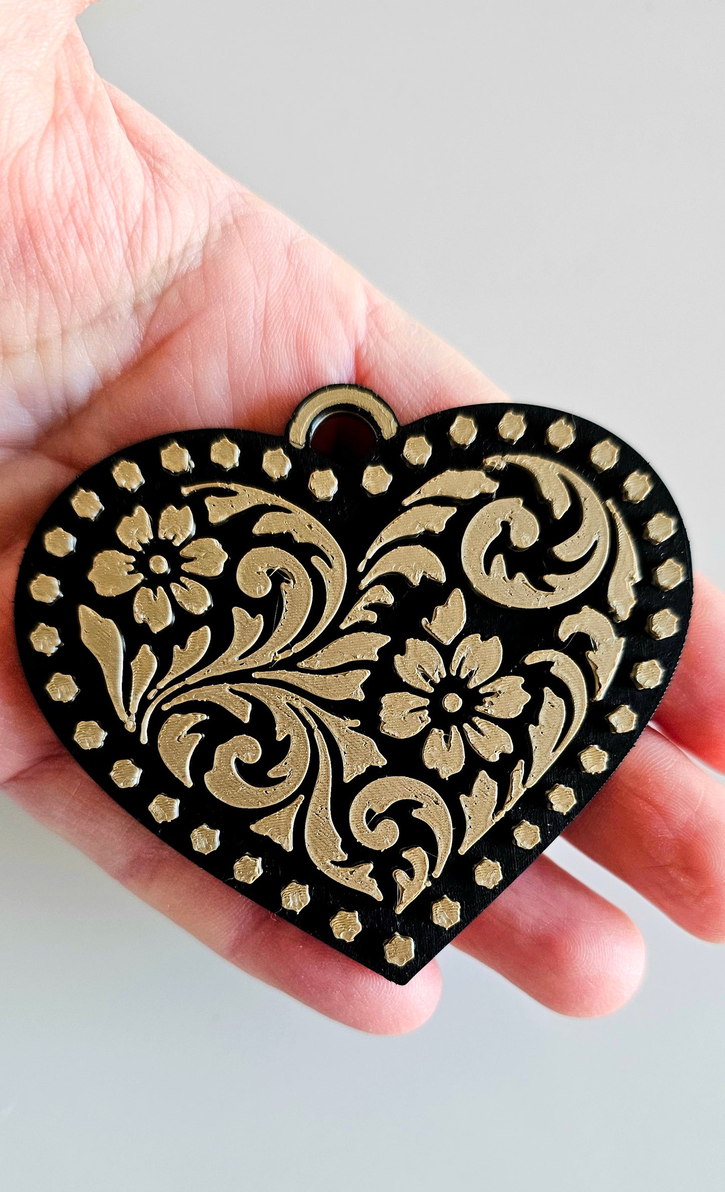 3d Printed Tooled Cowboy Cowgirl Heart  Keychain or Purse Charm