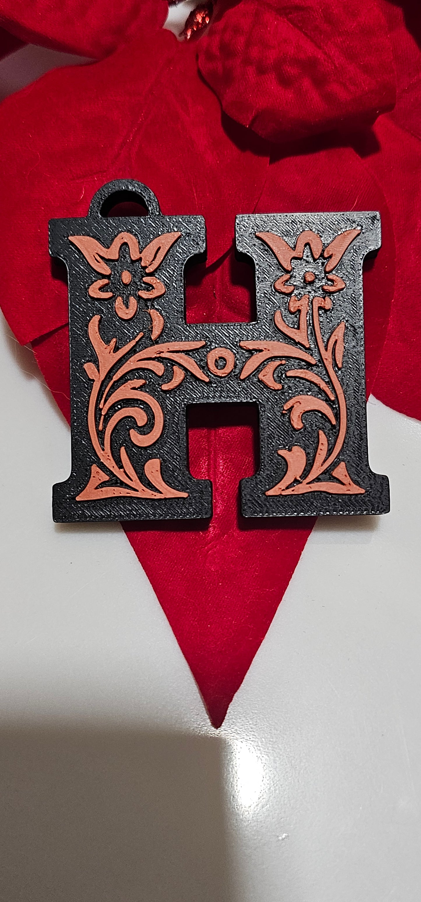 3D Print Tooled Leather Look Initial Pendant on Leather Necklace Made in America