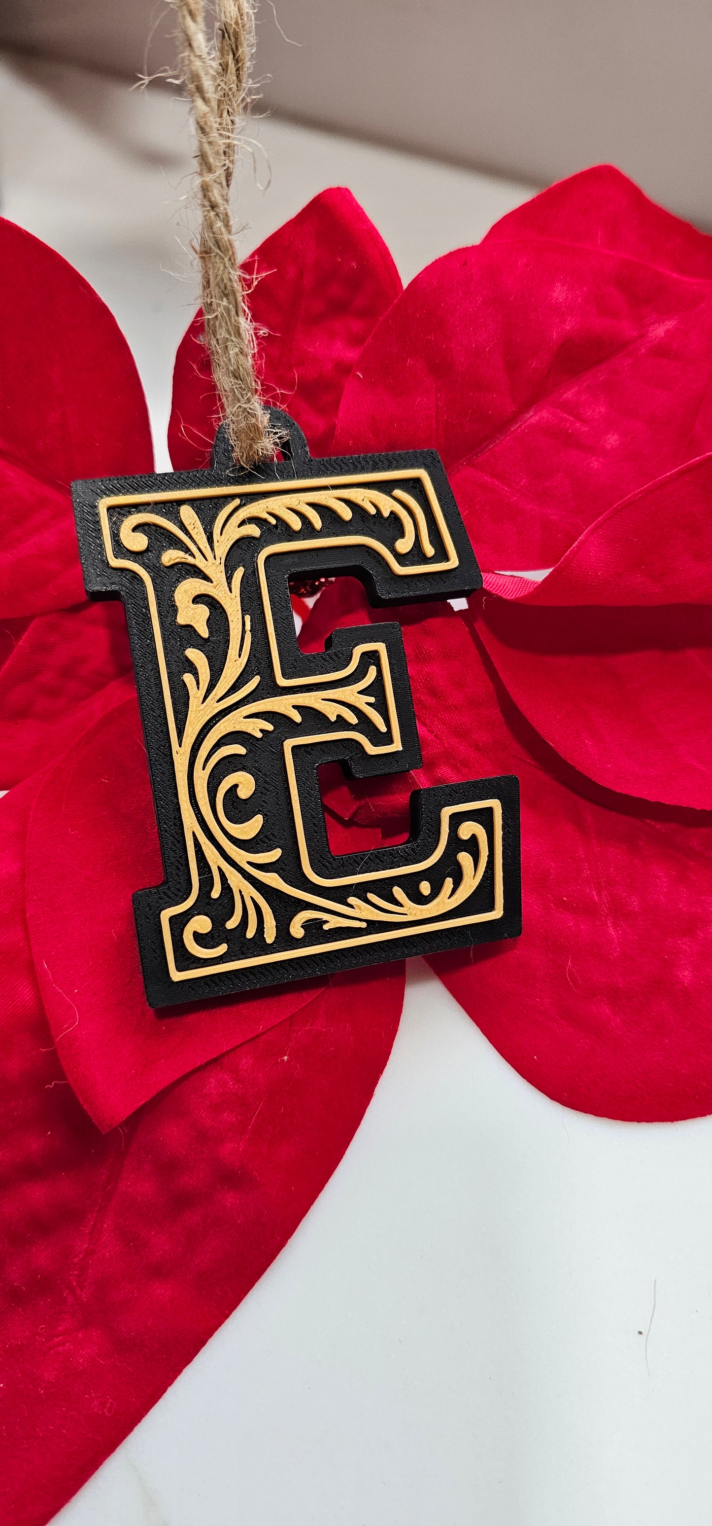 3D Print Tooled Leather Look Initial Pendant on Leather Necklace Made in America