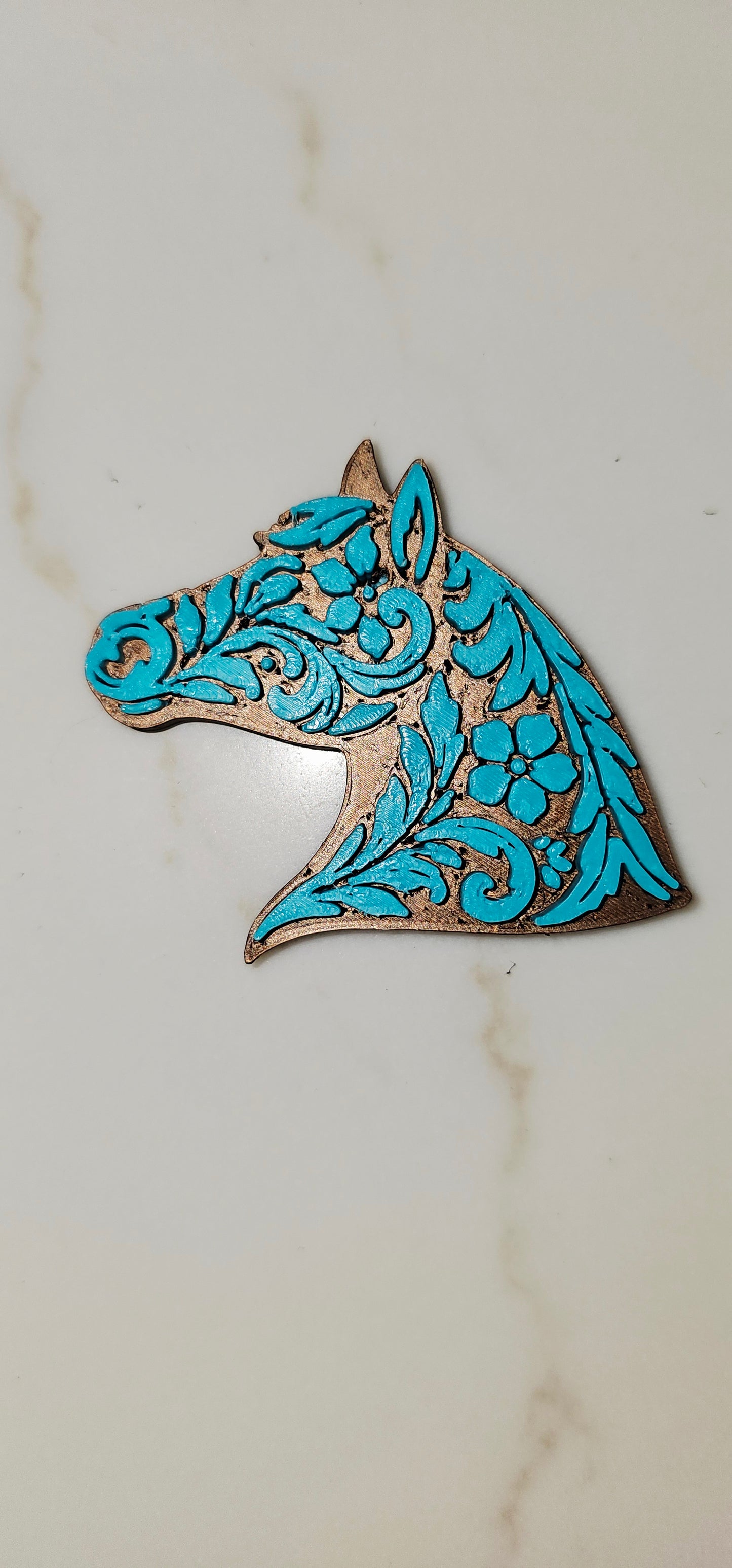 Baha Ranch Year of the Horse Tooled 3d Print Bookmark Keychain Hatpin Magnet Purse Charm Made in America