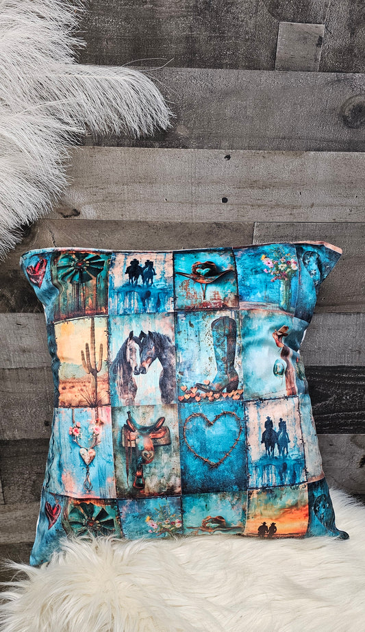 Baha Ranch turquoise Dreams Velvety Soft Pillow Case Made in America