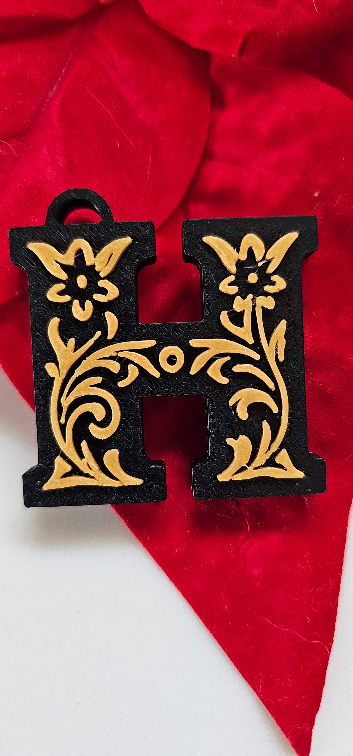 3D Print Tooled Leather Look Initial Pendant on Leather Necklace Made in America