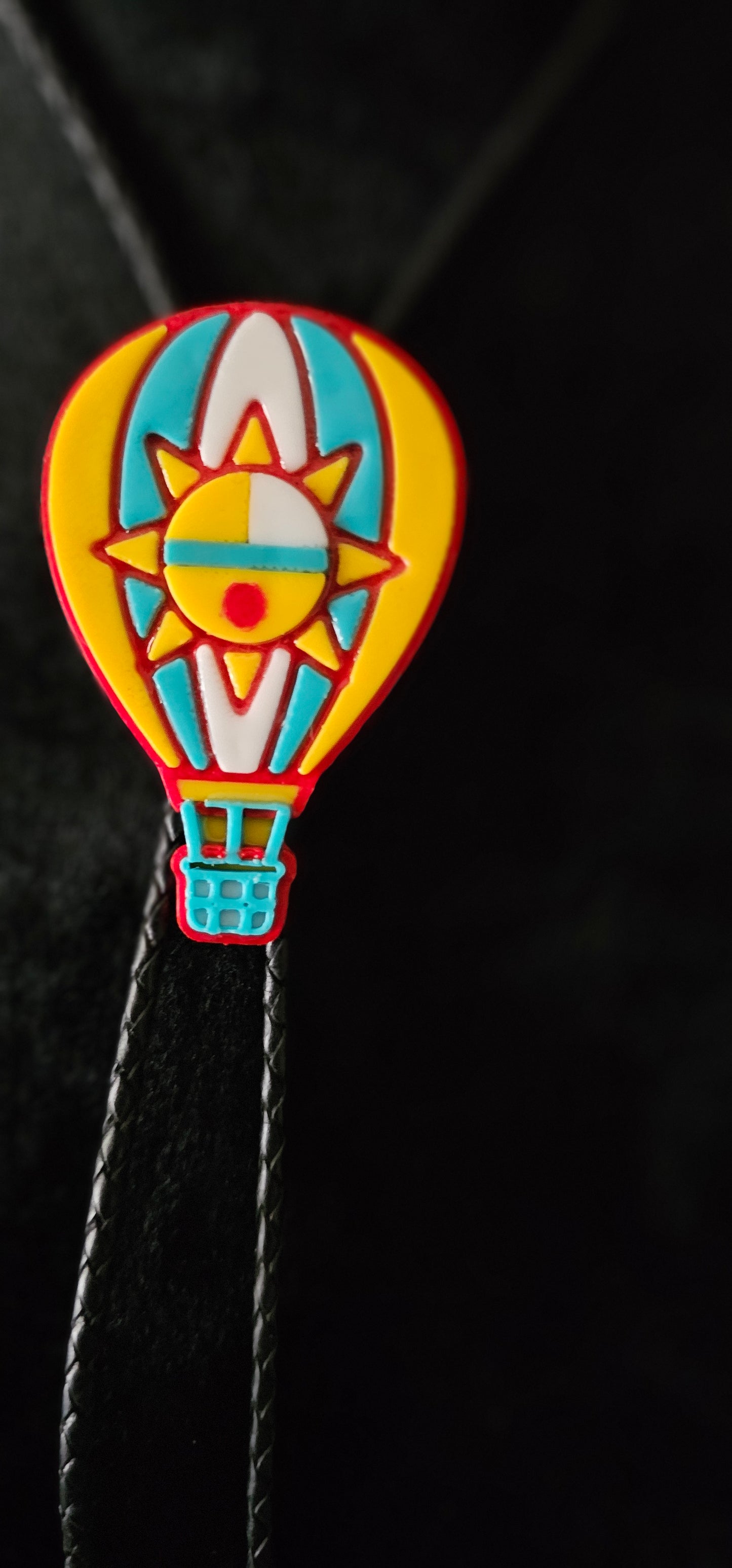 Albuquerque Balloon Fiesta 3D Hot Air Balloon Sunface Bolo Tie Necklace