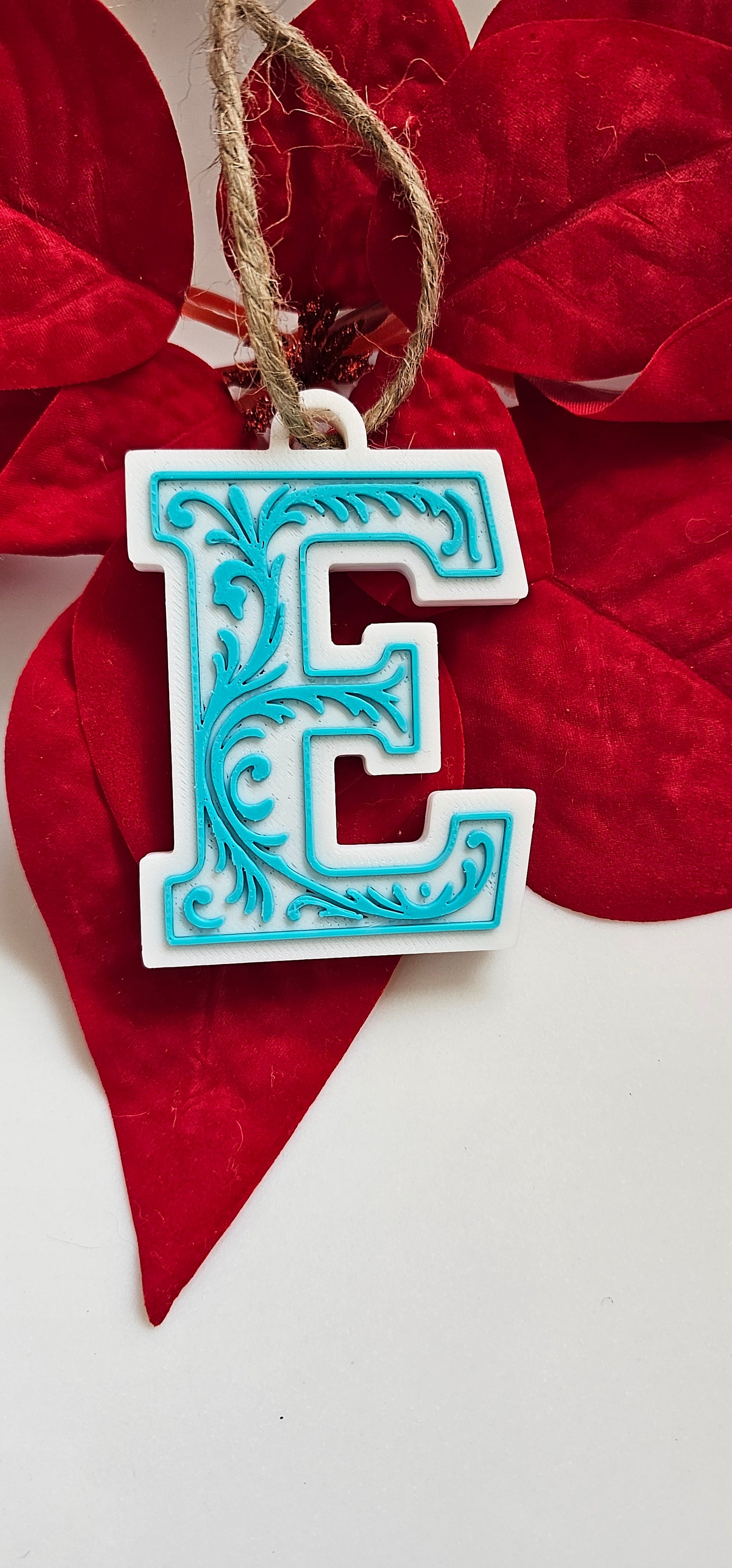 3D Print Tooled Leather Look Initial Ornament Choice of Colors