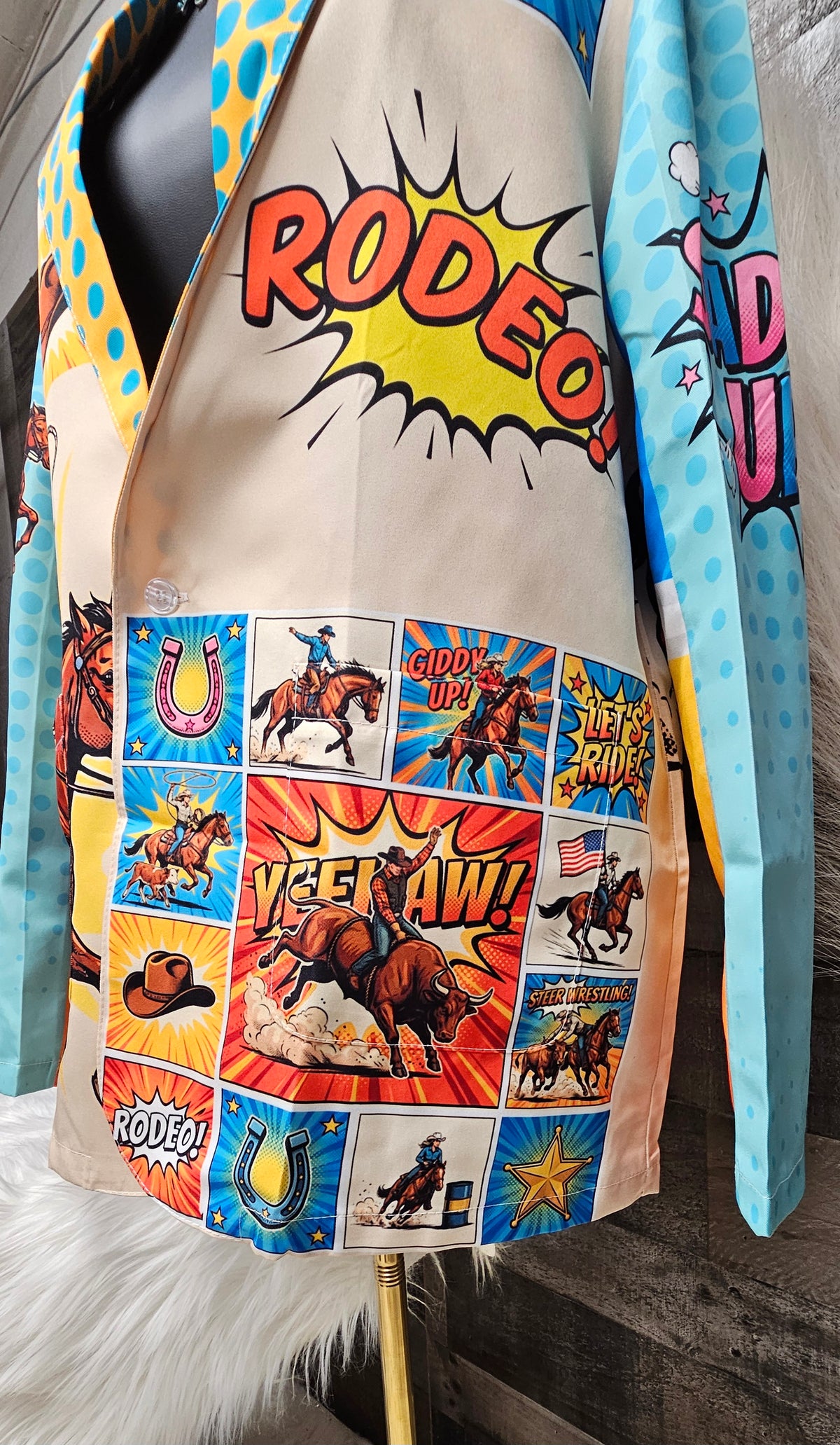 Baha Ranch The Comic Corral Cowgirl Western Rodeo Blazer