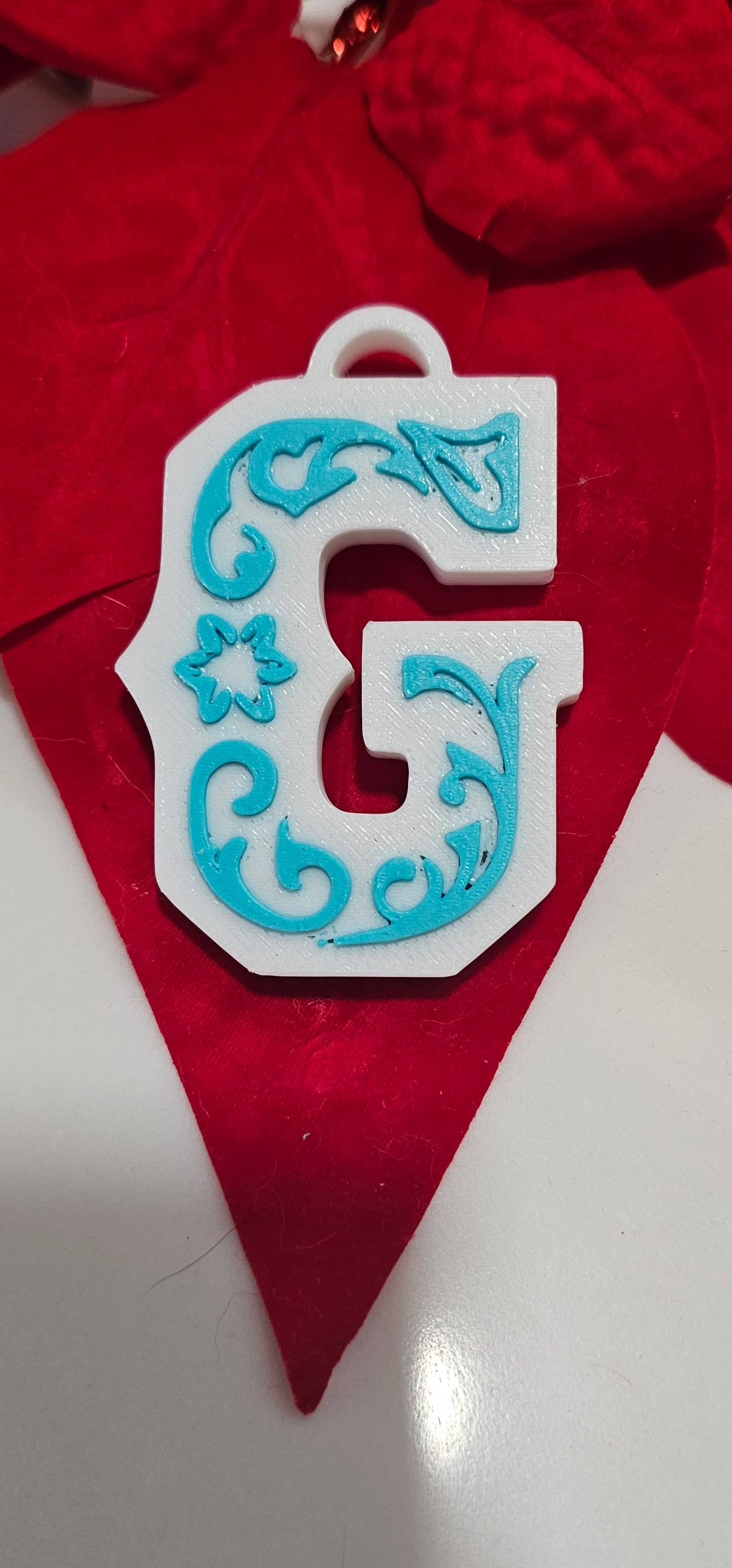 3D Print Tooled Leather Look Initial Ornament Choice of Colors