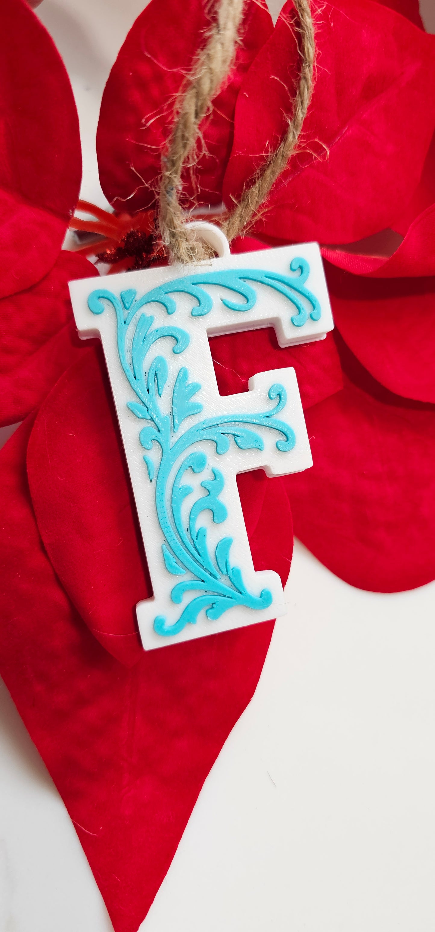 3D Print Tooled Leather Look Initial Ornament Choice of Colors