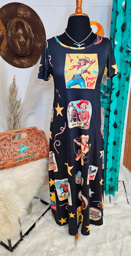 Vintage Cowgirl Collage Western Dress