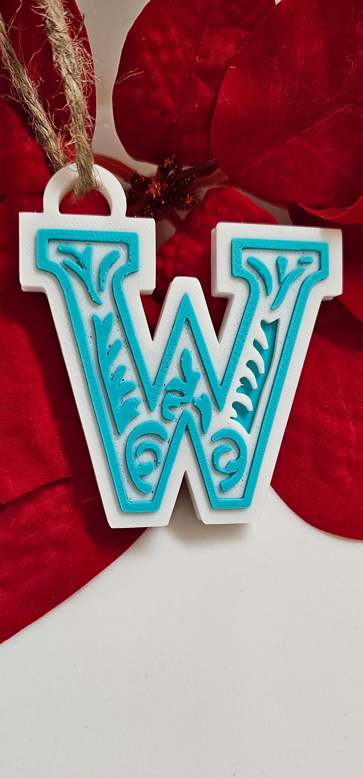 3D Print Tooled Leather Look Initial Ornament Choice of Colors