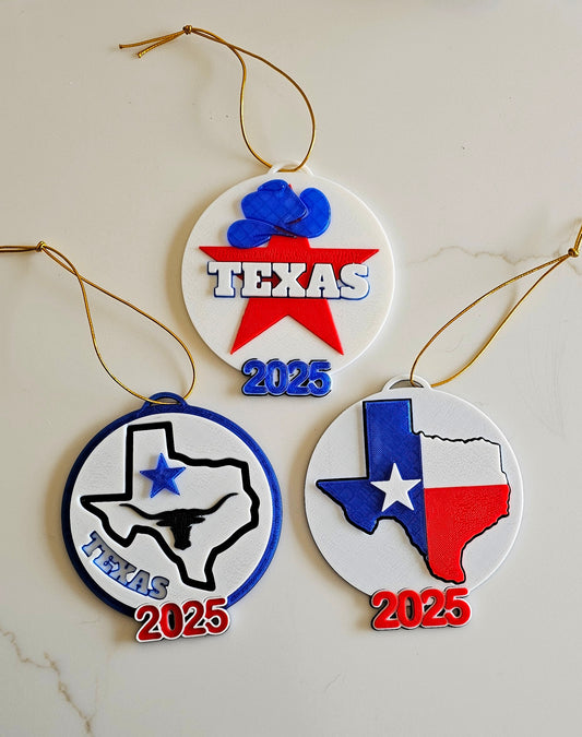 3D Print Ornament Texas Christmas Decoration Gift Made in America