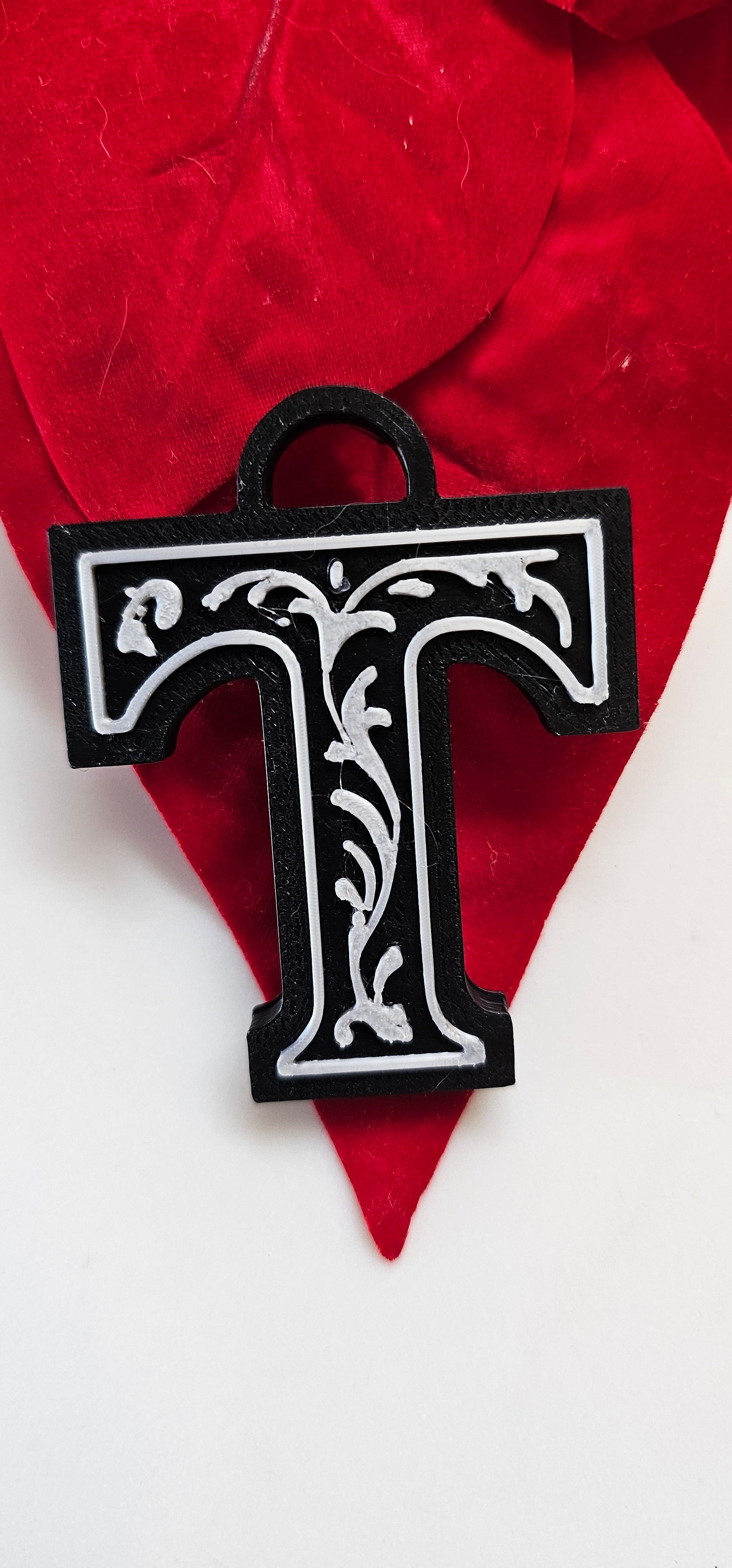 3D Print Tooled Leather Look Initial Pendant on Leather Necklace Made in America