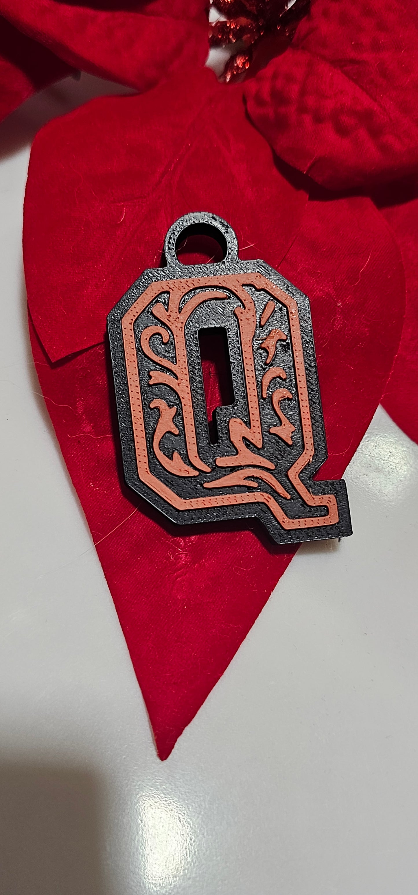 3D Print Tooled Leather Look Initial Pendant on Leather Necklace Made in America