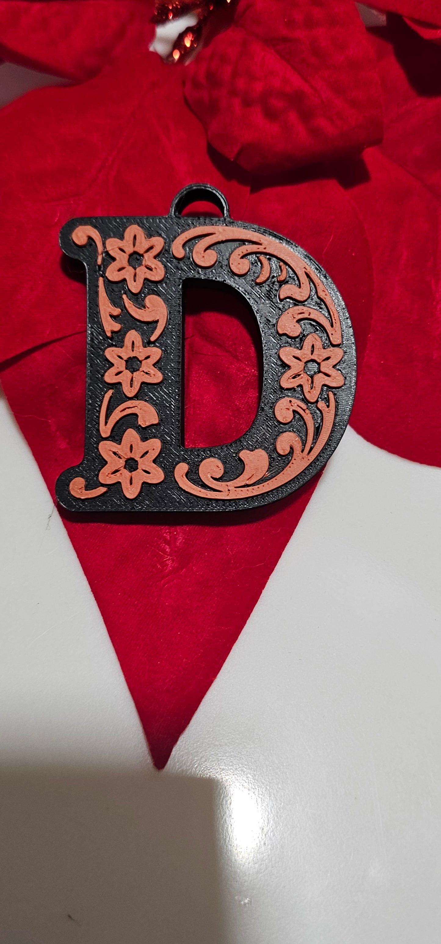 3D Print Tooled Leather Look Initial Pendant on Leather Necklace Made in America