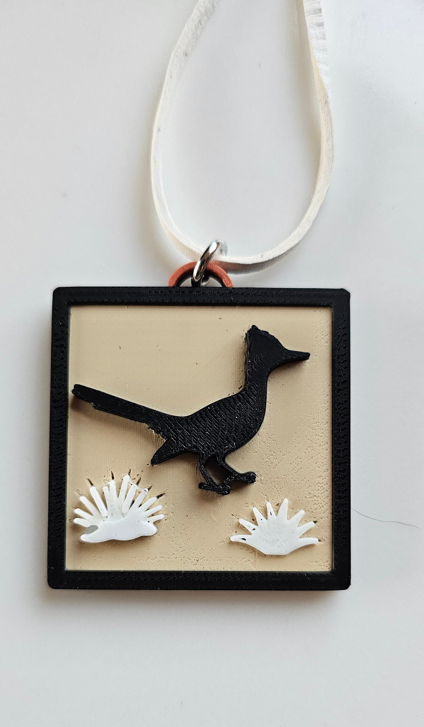 3D Print Picture Necklace on Deerskin Leather Western Bull Skull Desert Cactus Made in America